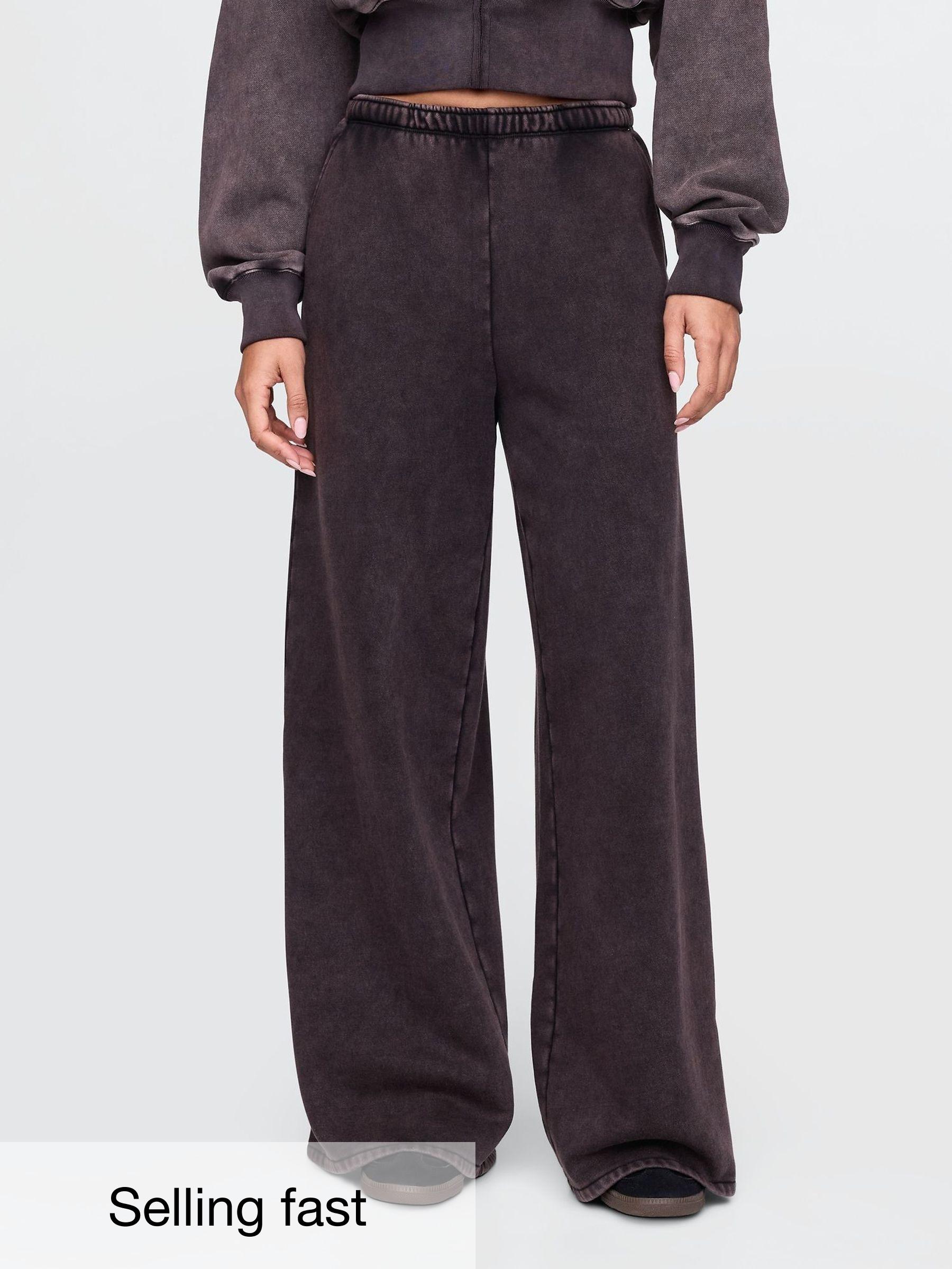 Washed Black Vintage Soft Baggy Wide-Leg Joggers (F77619) | £45