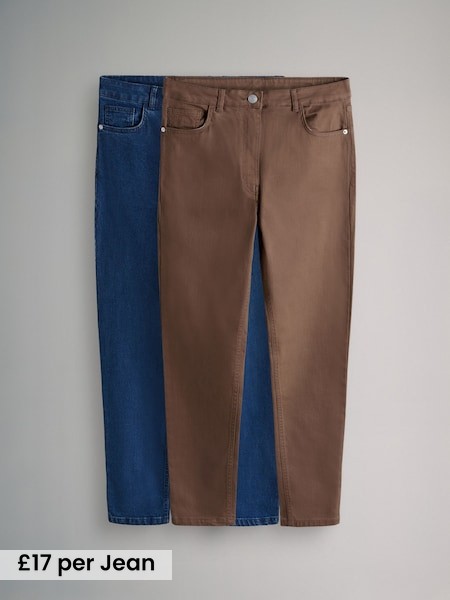 Blue/Mid Brown - 2 Pack Denim Skinny Jeans (F77636) | £34