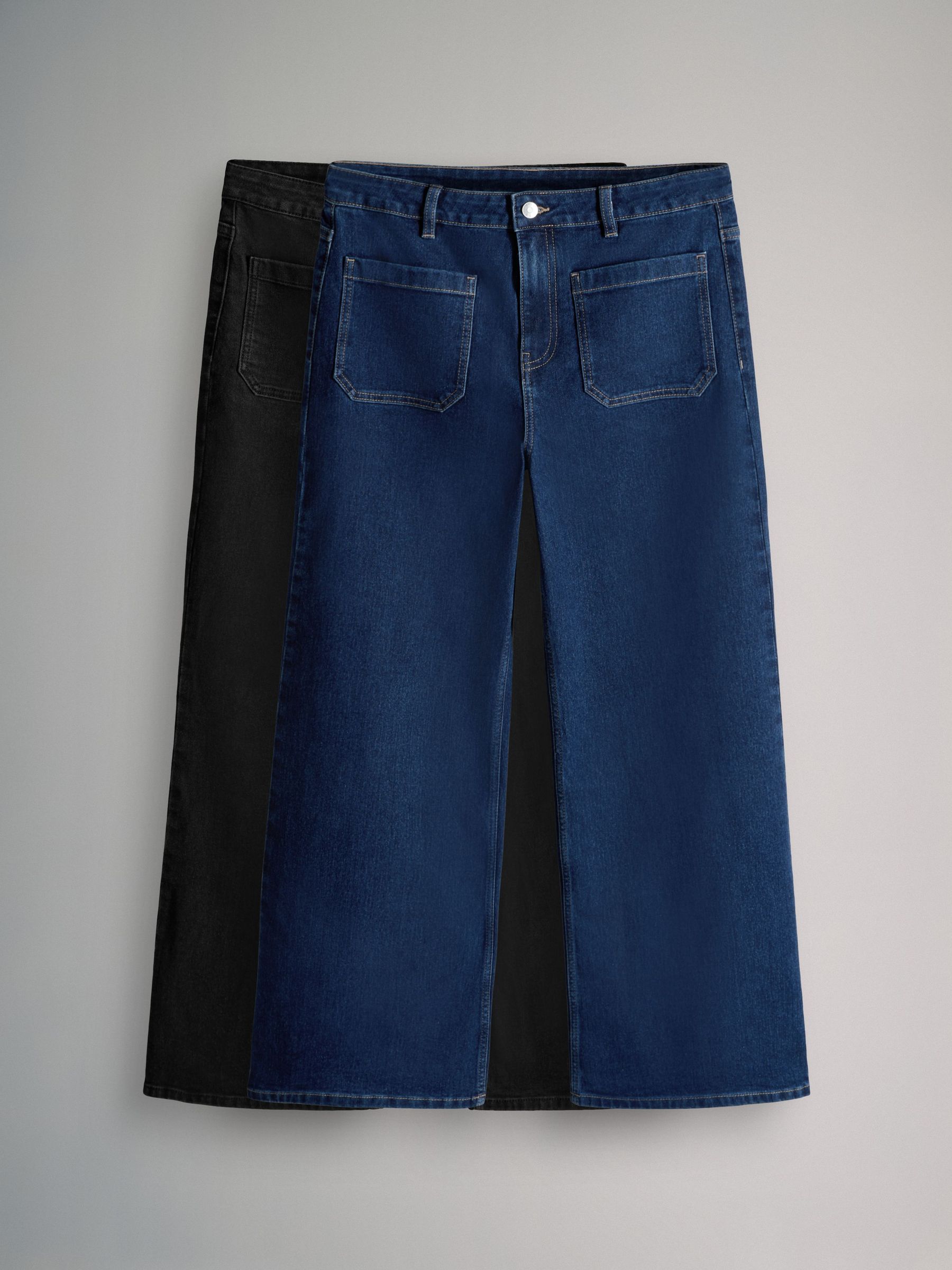 2 Pack Patch Pocket Wide Leg Jeans (F77641) | £40