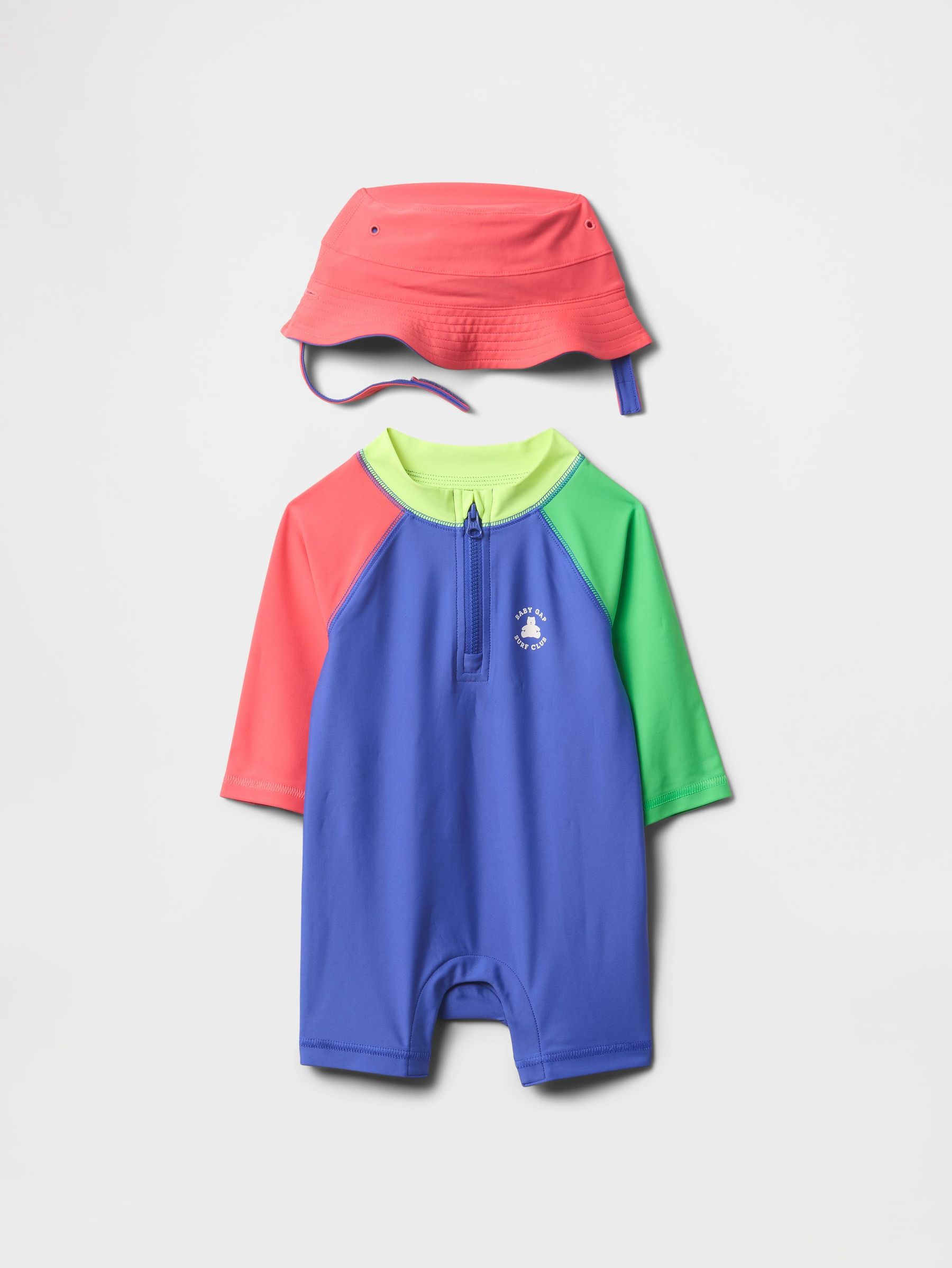 Blue Rash Guard Swimsuit & Hat Set (Newborn-24mths) (F77886) | £30