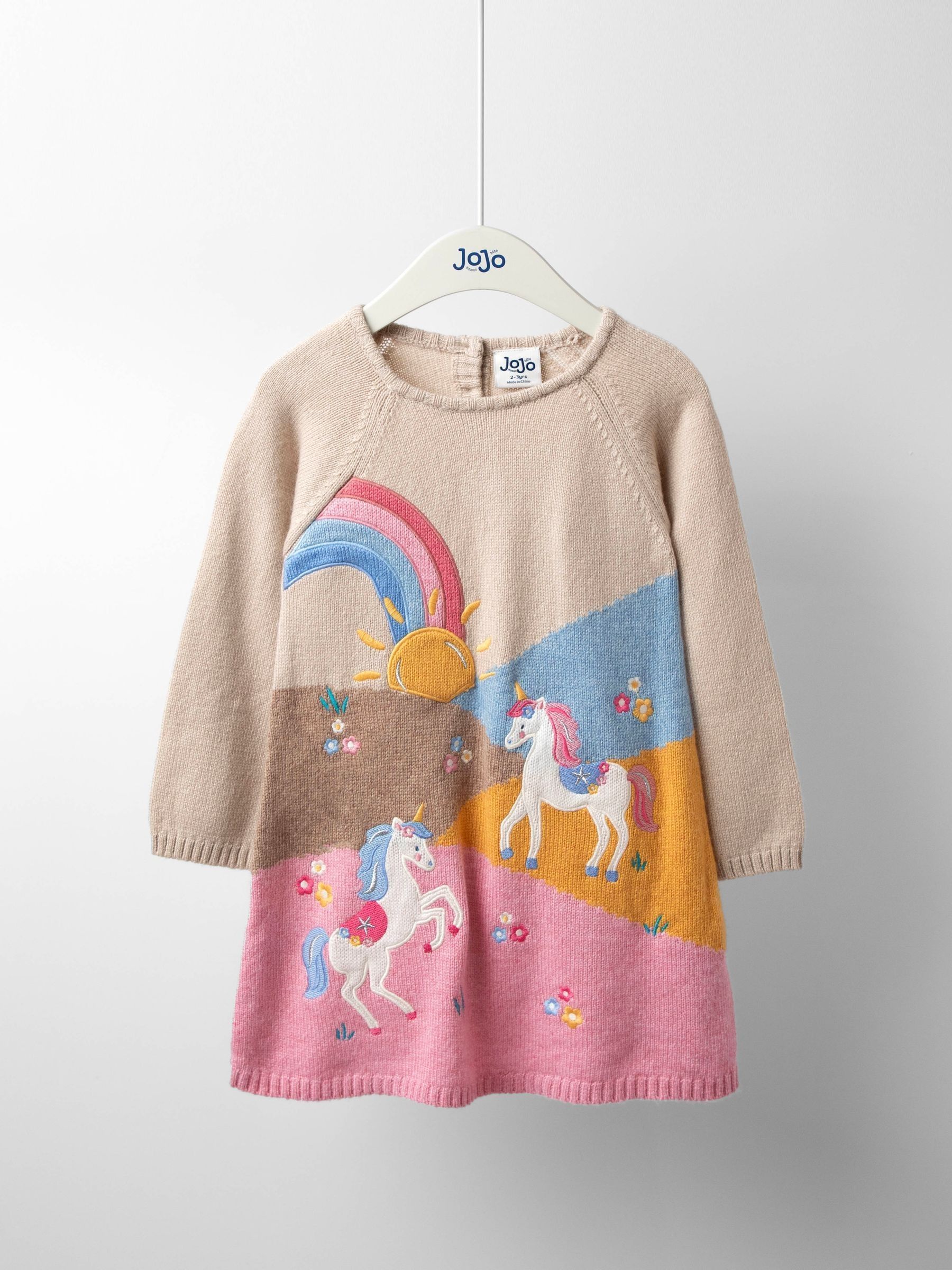 Natural Unicorn scene Knitted Dress (F78614) | £34 - £40
