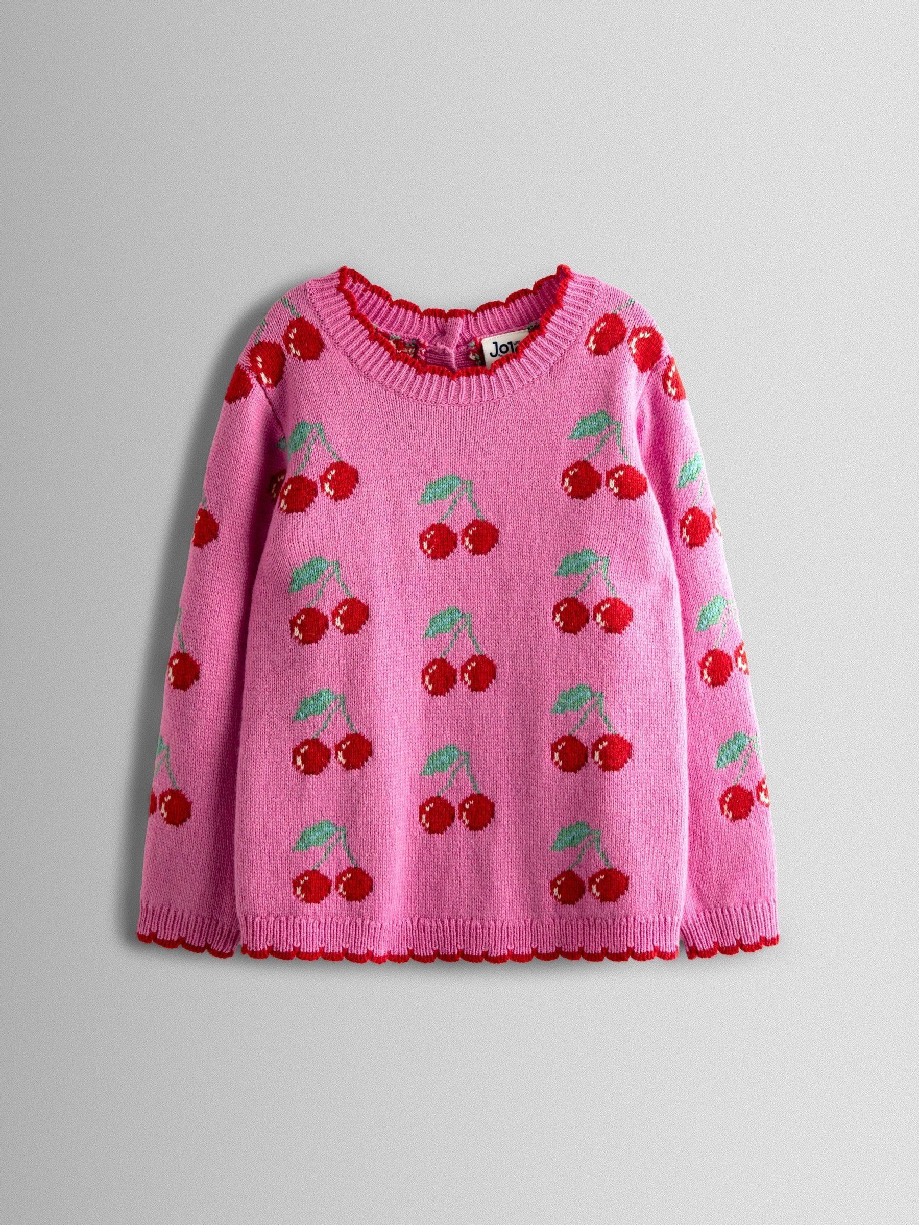 Fucshia Pink Cherry Intarsia Crew Neck Jumper (F78616) | £28 - £29