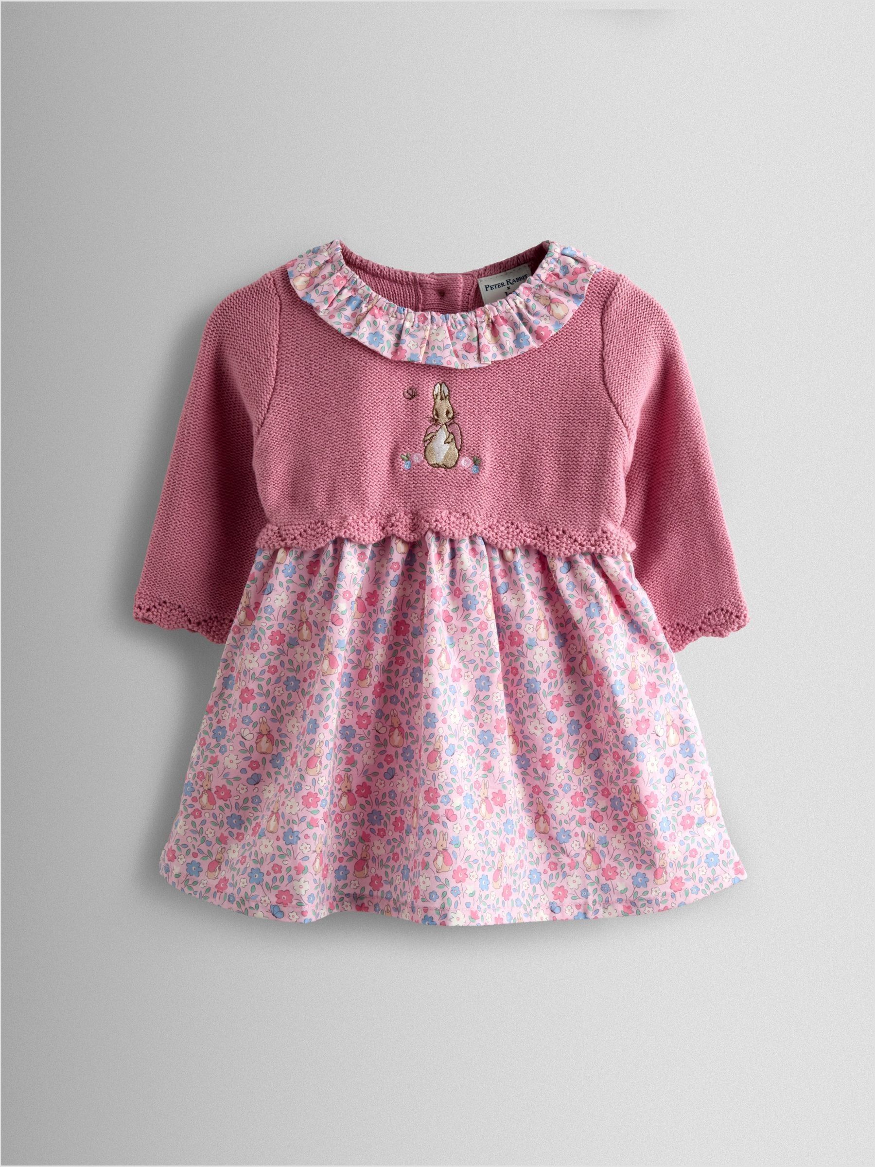 Pink Knit Embroidered Top & Dress Set (F78619) | £36 - £38