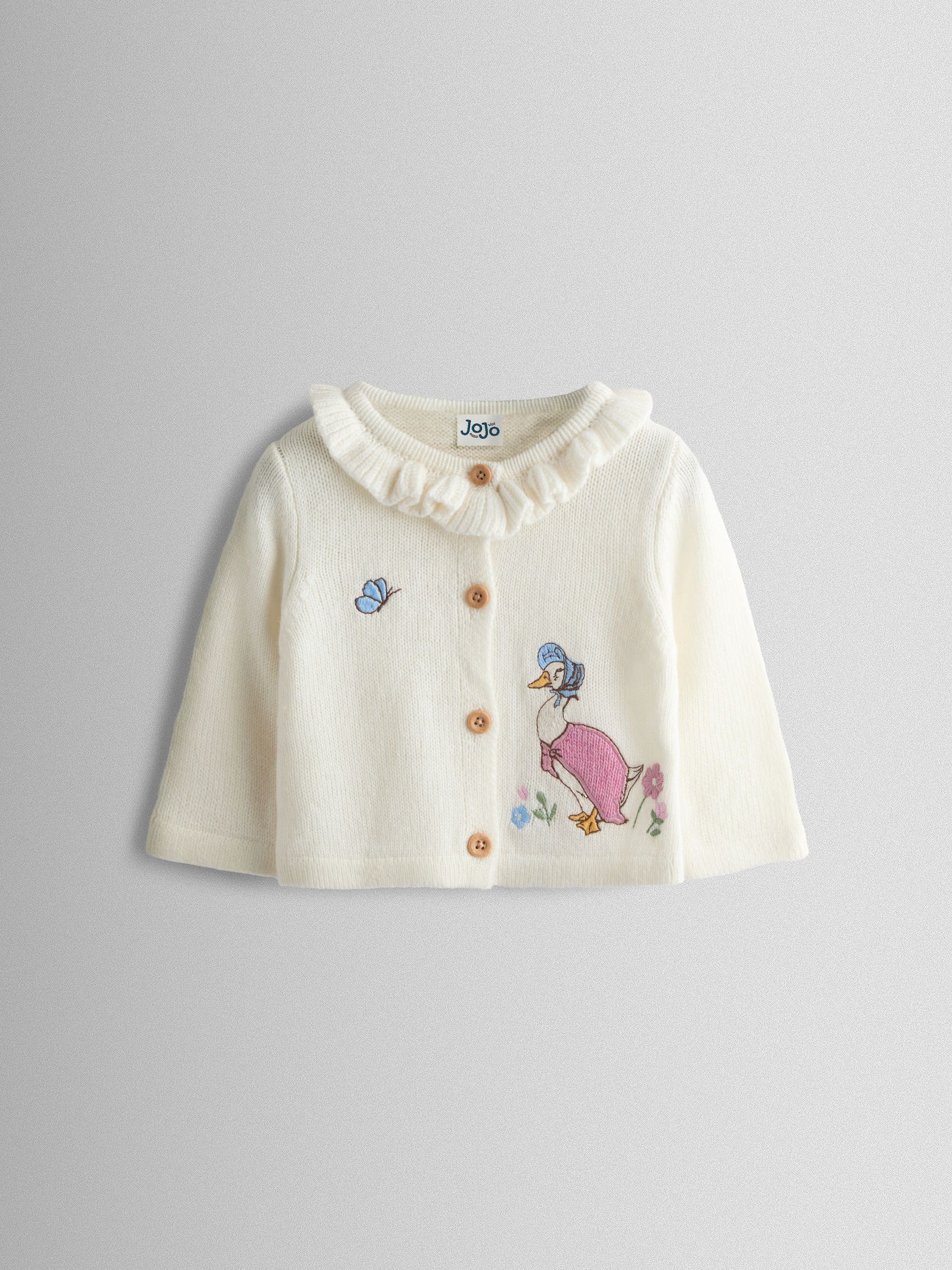 Cream Jemima Puddle-Duck Frill Collar Embroidered Cardigan (F78623) | £28 - £29