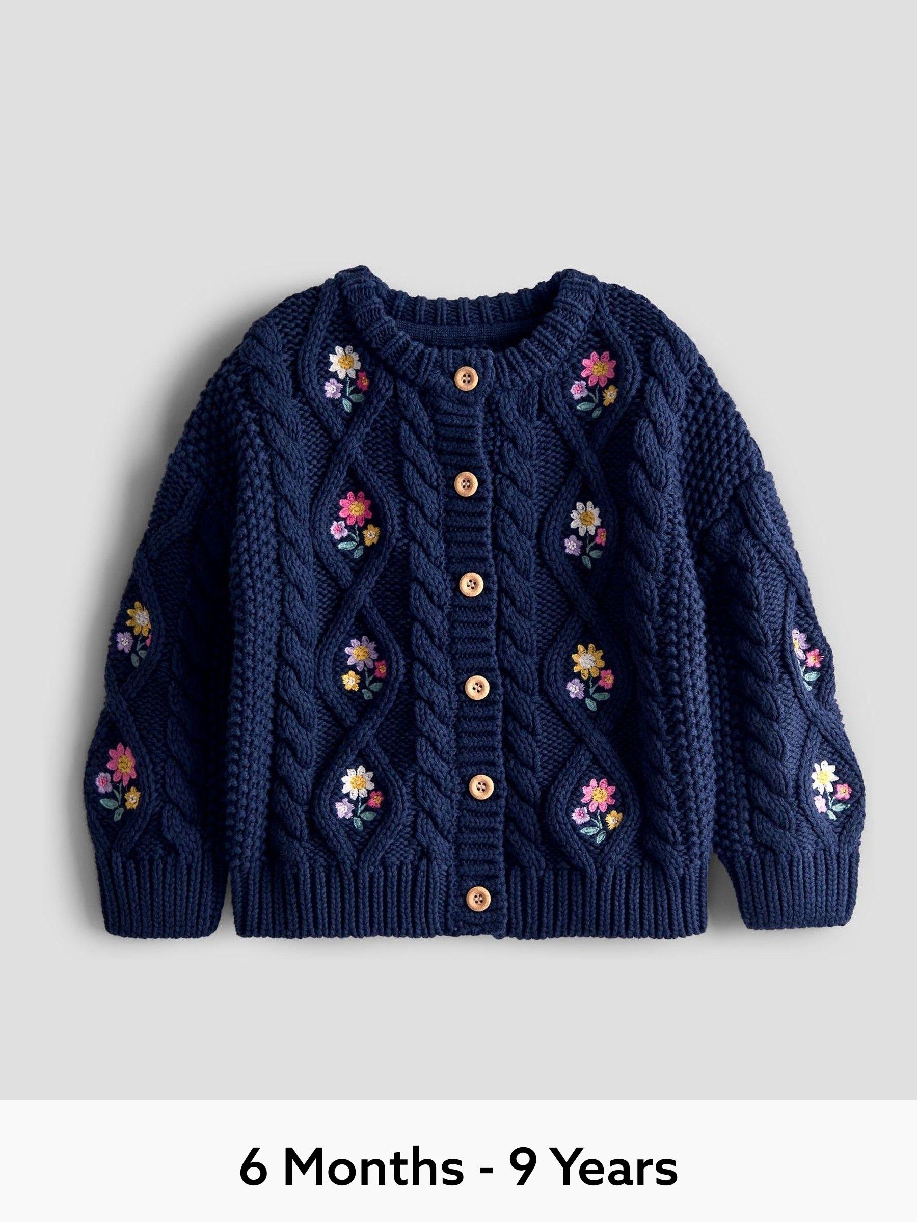 Navy Embroidered Chunky Knit Jumper (F78870) | £30 - £36