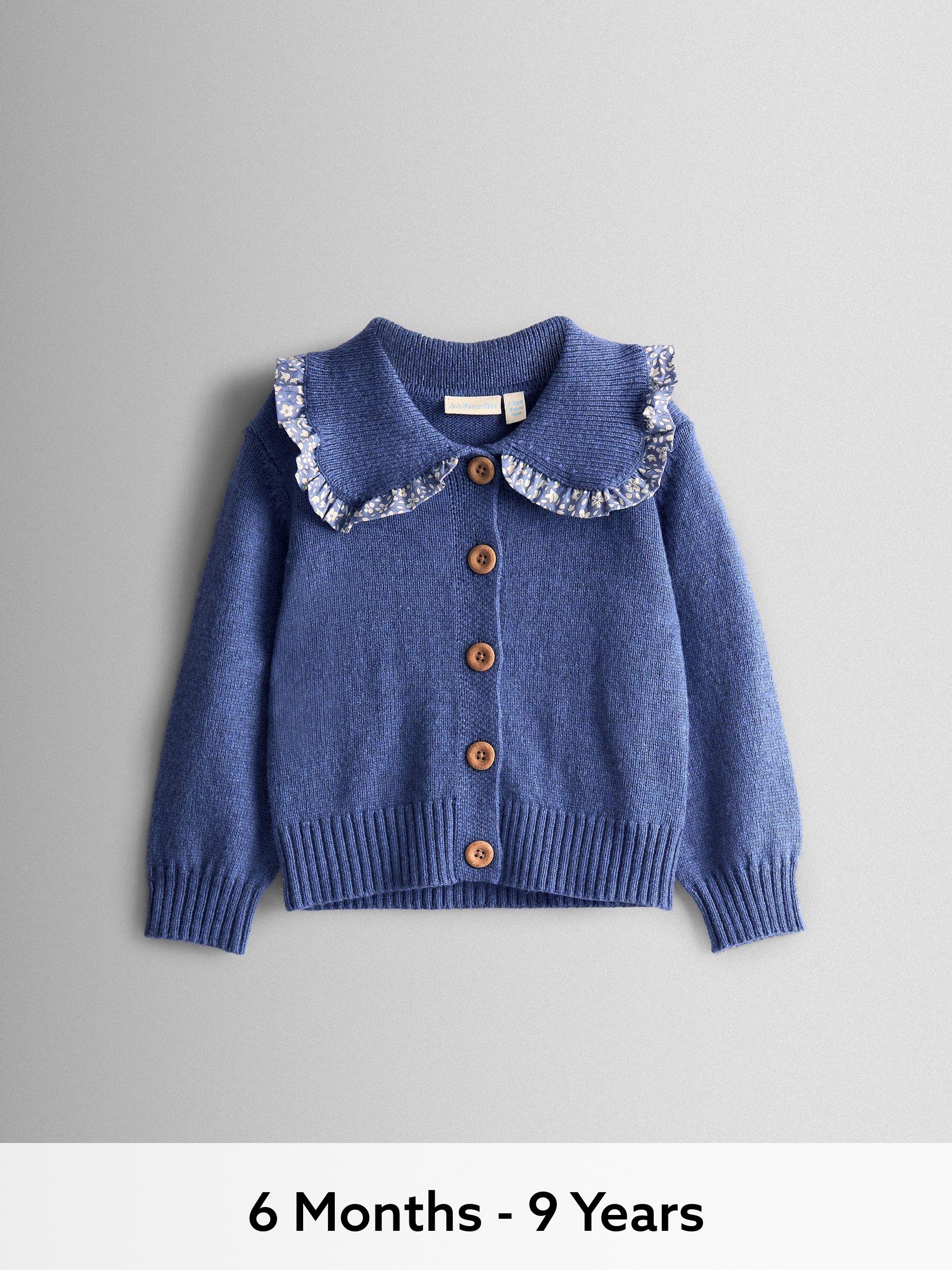 Blue Floral Frill Collar Cardigan (F78876) | £25 - £28