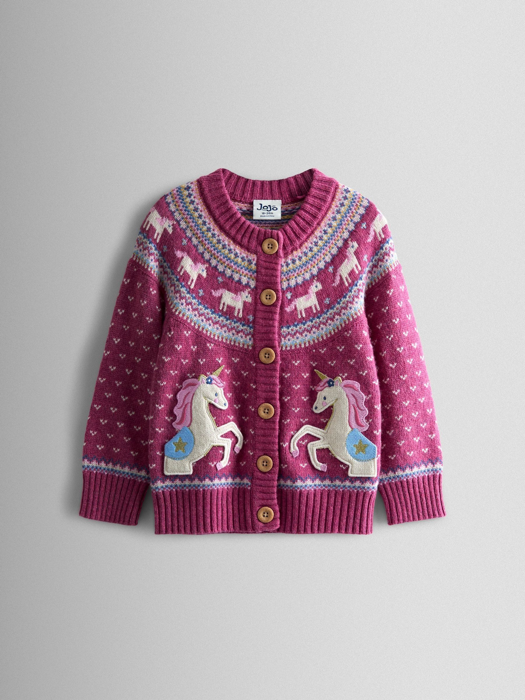 Pink Light Fair Isle Appliqué Pocket Cardigan (F78879) | £30 - £36