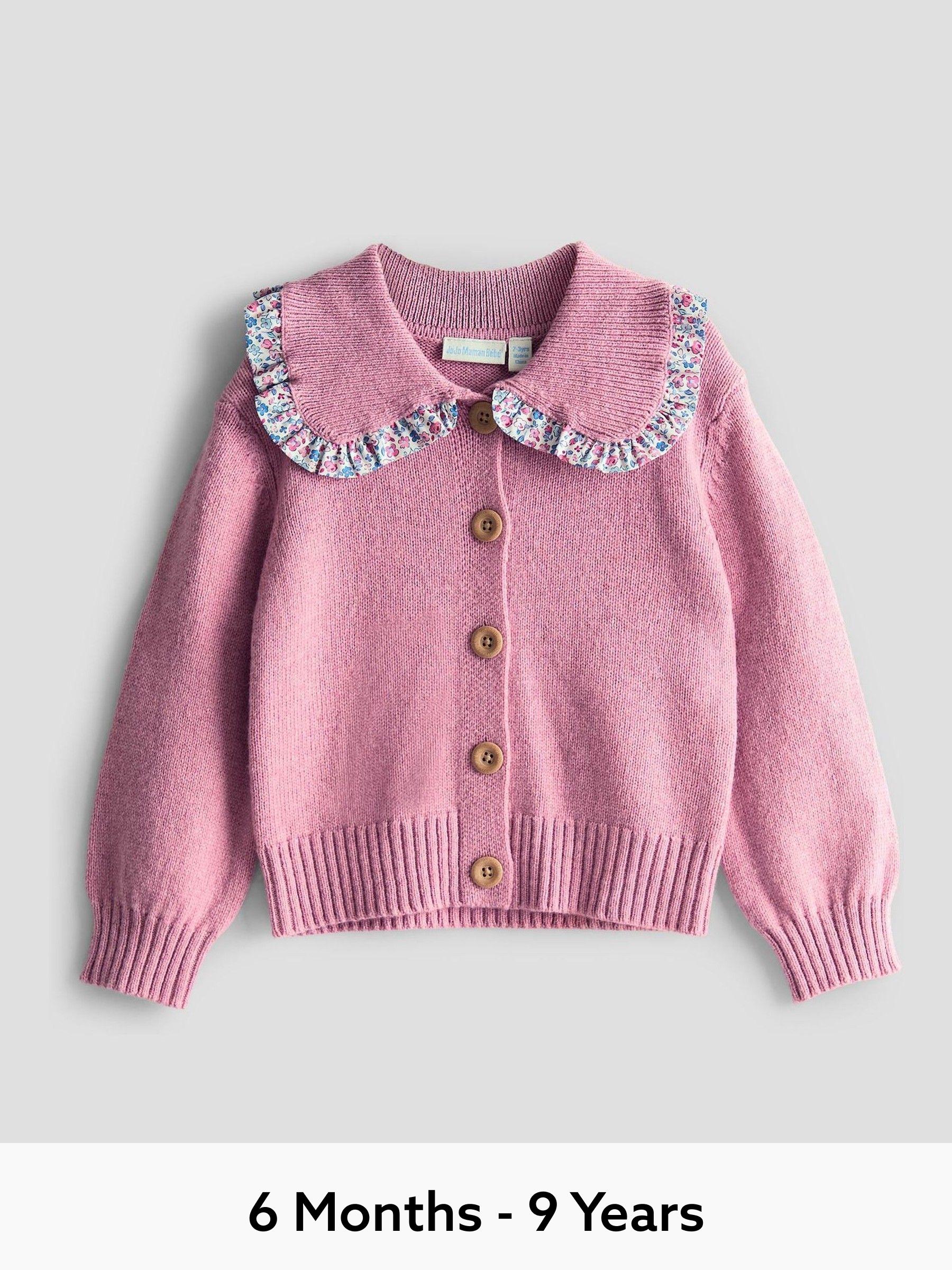 Pink Floral Frill Collar Cardigan (F78880) | £25 - £28