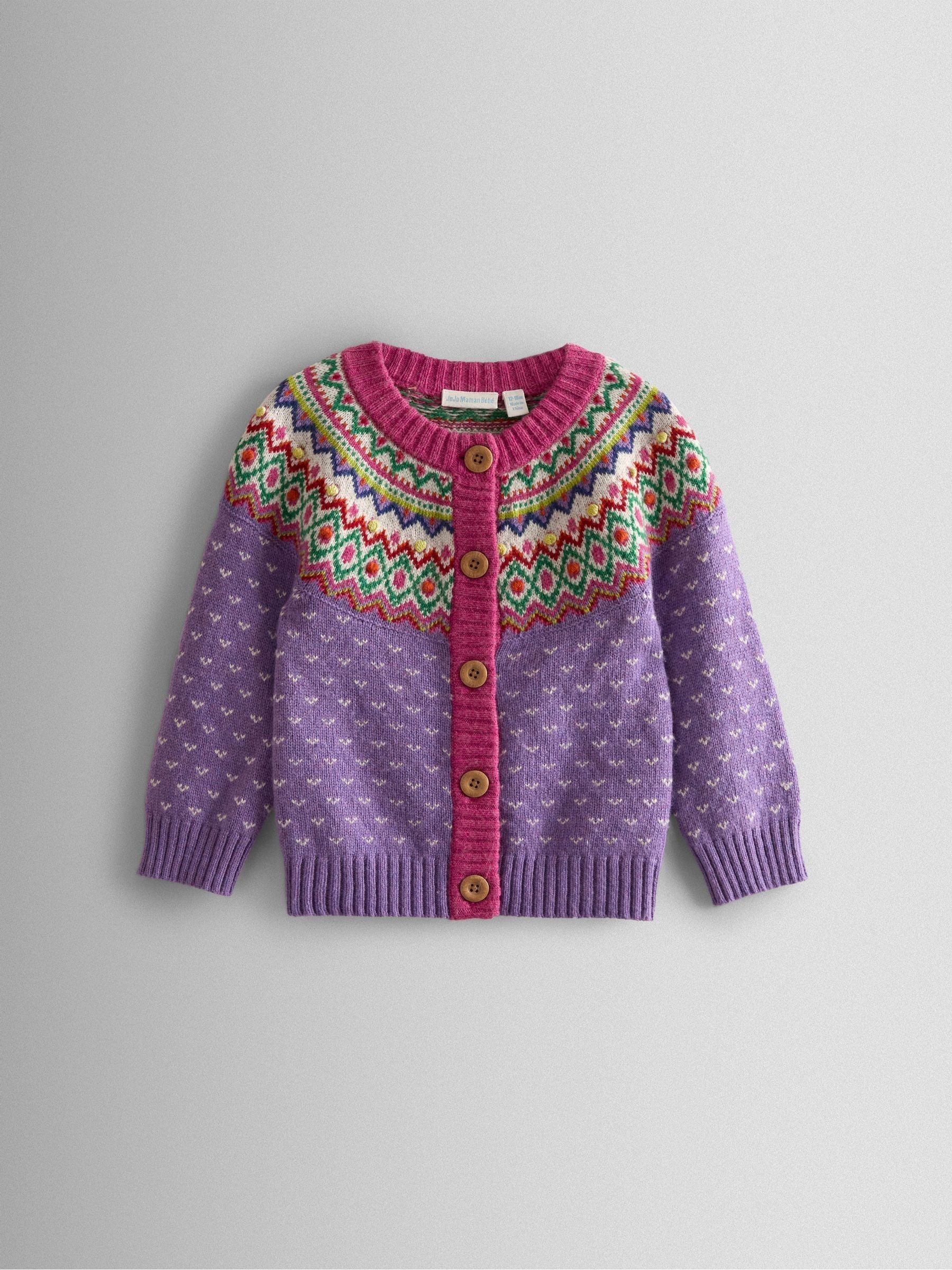 Lilac Purple Bright Fair Isle Cardigan (F78889) | £30 - £36