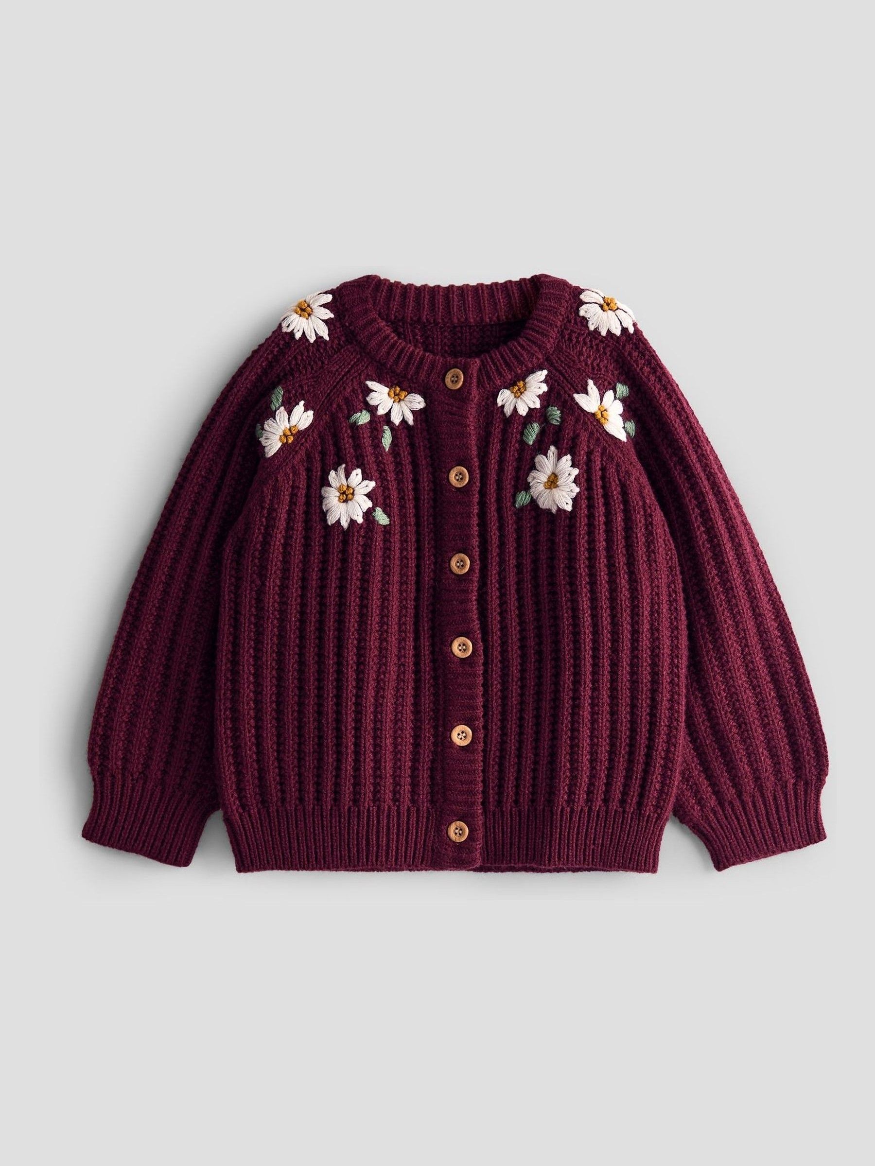 Red Floral Embroidered Textured Cardigan (F78892) | £28 - £31