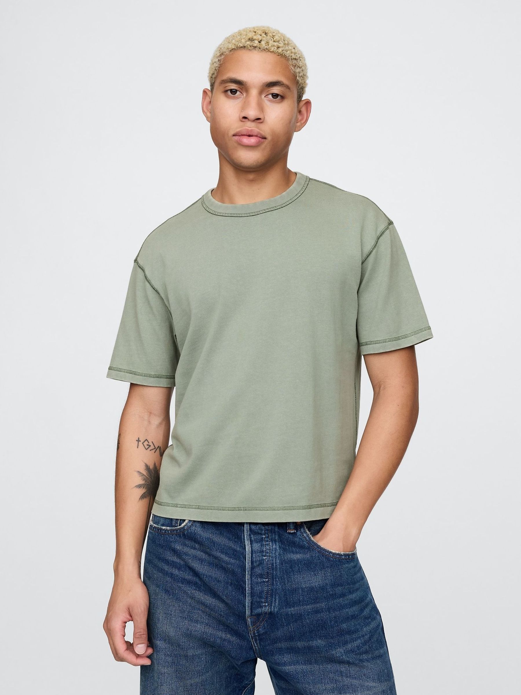 Green Heavyweight Boxy T-Shirt (F79367) | £25