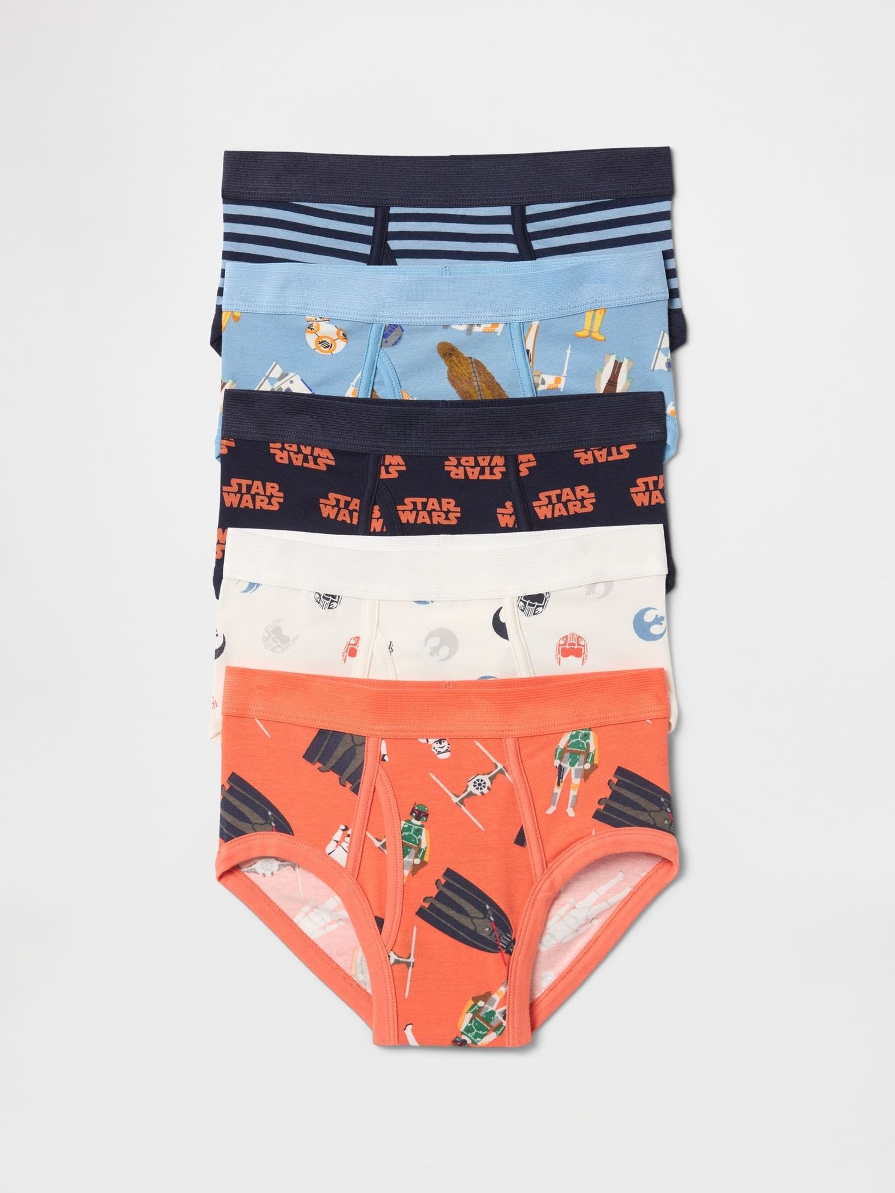 Blue/Orange/Cream Star Wars 5 Pack Cotton Stretch Underwear Briefs (4-13yrs) (F79372) | £30