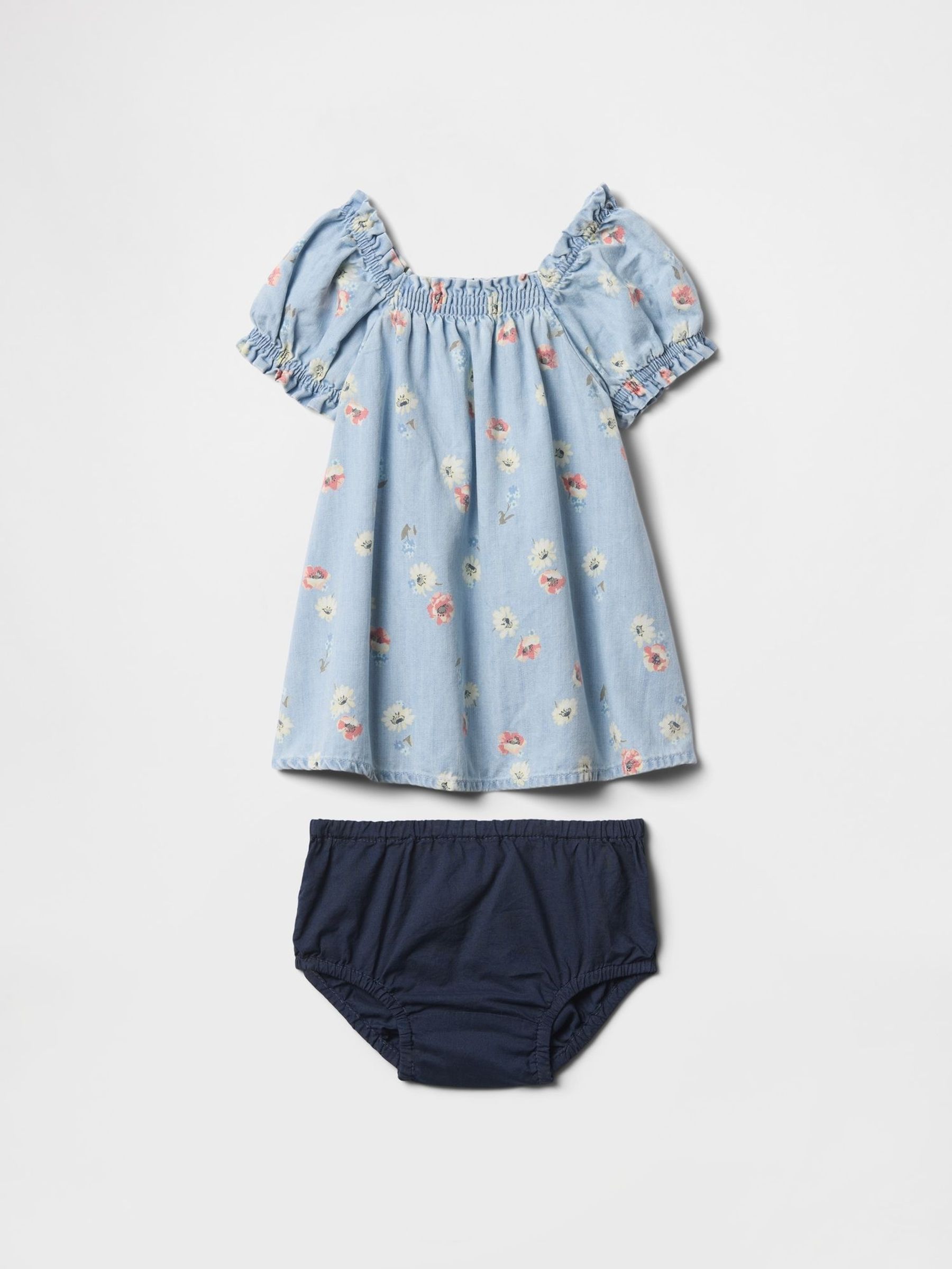 Blue Floral Floral Denim Dress (Newborn-24mths) (F79383) | £30