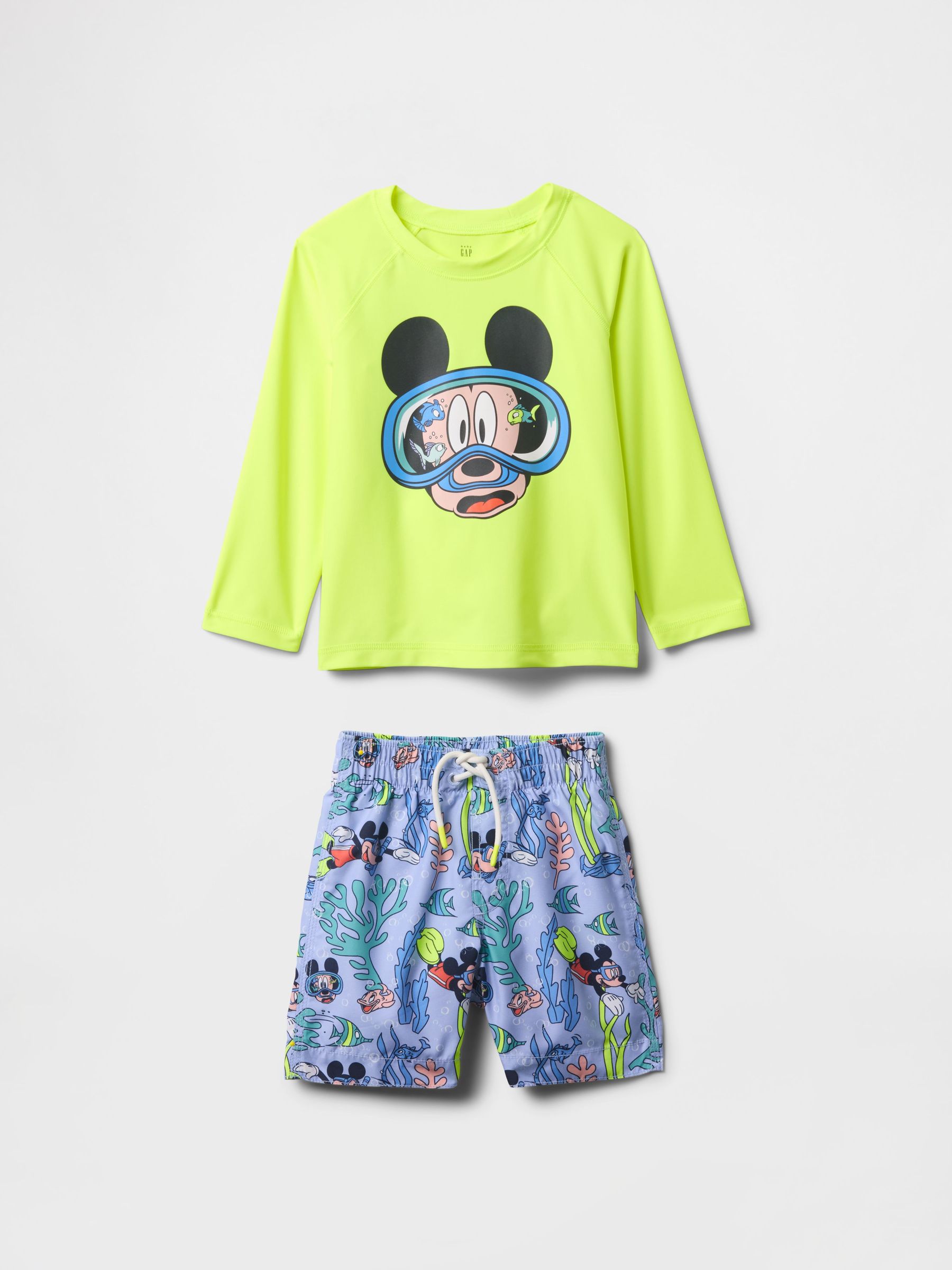 Yellow Mickey Mouse Disney Rash Guard Swim Two Piece (6mths-5yrs) (F79678) | £35