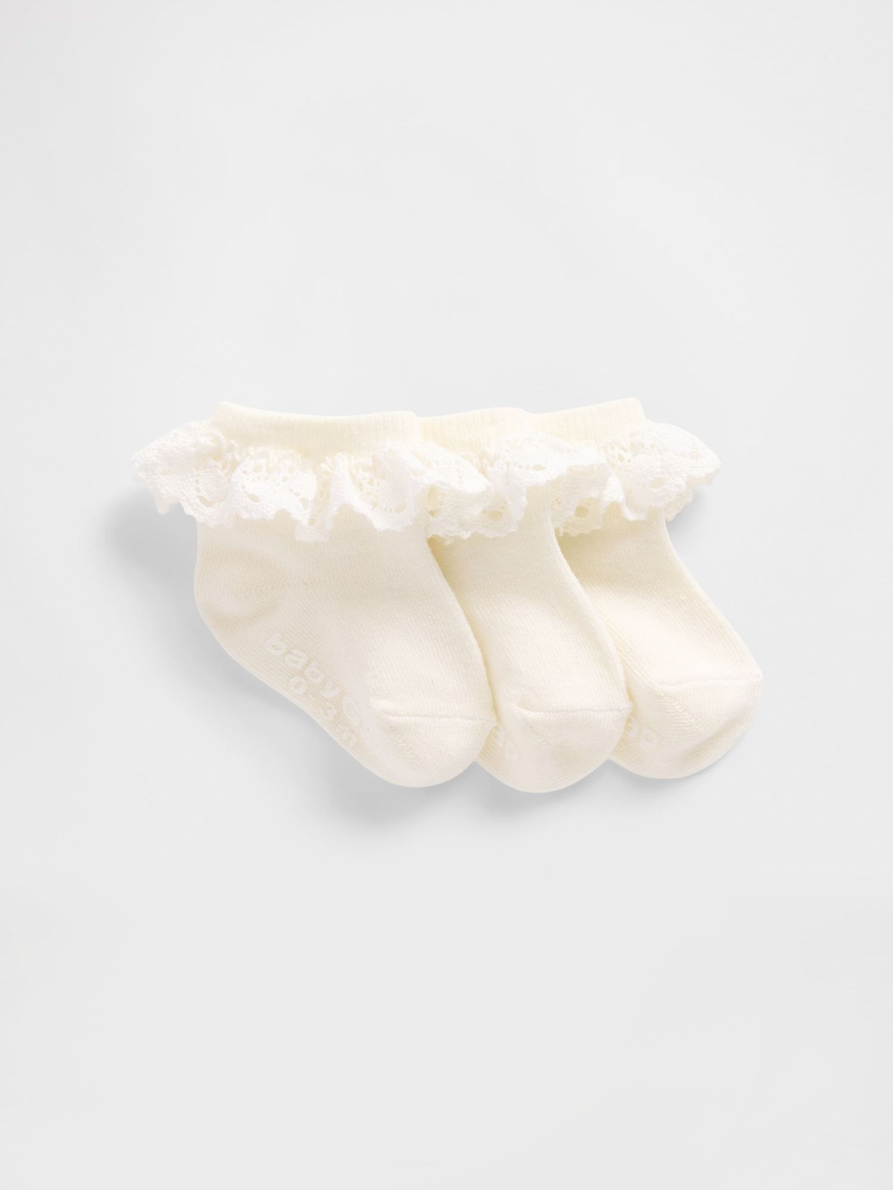 Cream Ruffle Socks 3-Pack (Newborn-24mths) (F79691) | £10