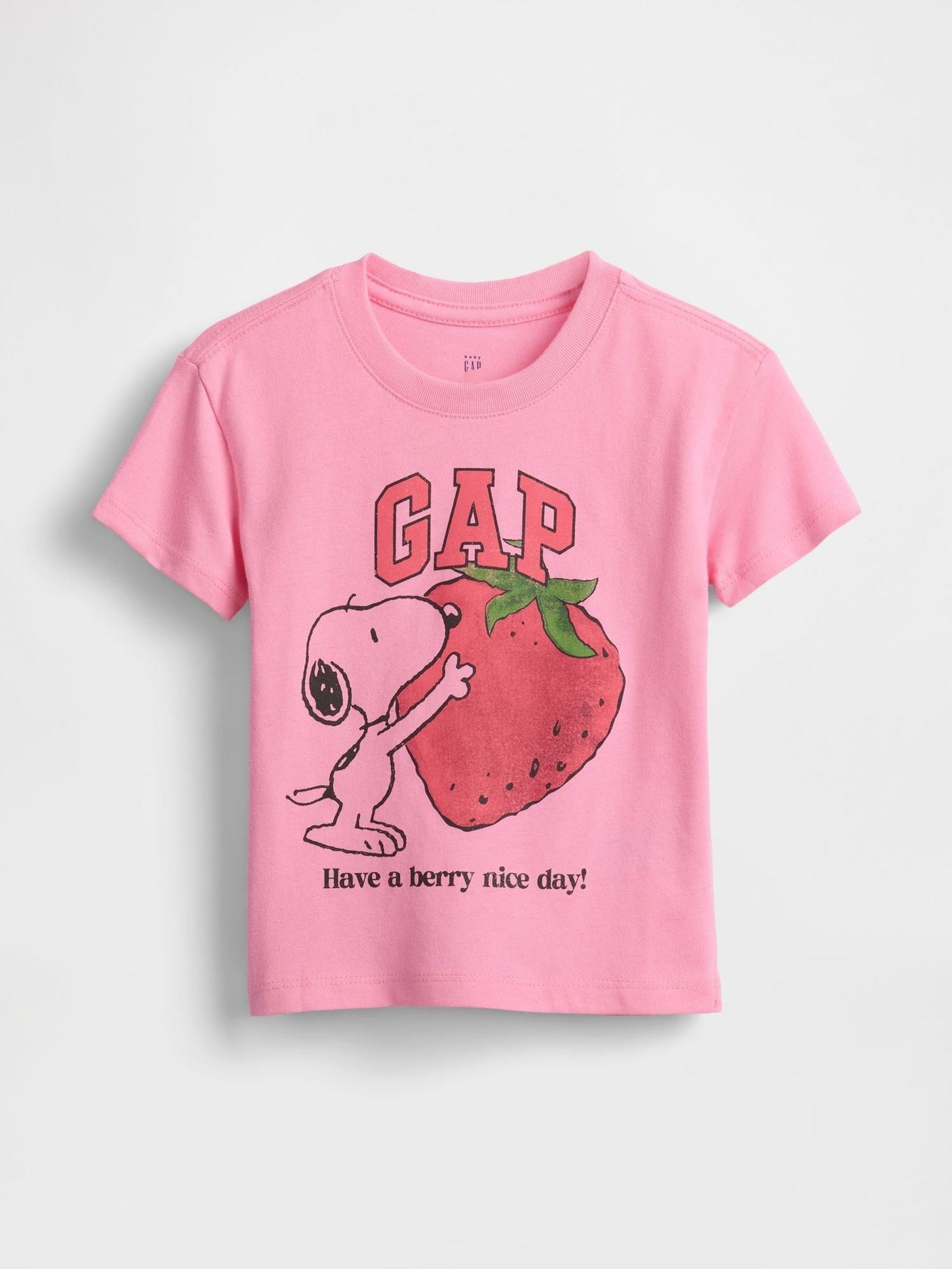 Pink Strawberry Snoopy Short Sleeve T-Shirt (6mths-5yrs) (F79692) | £18