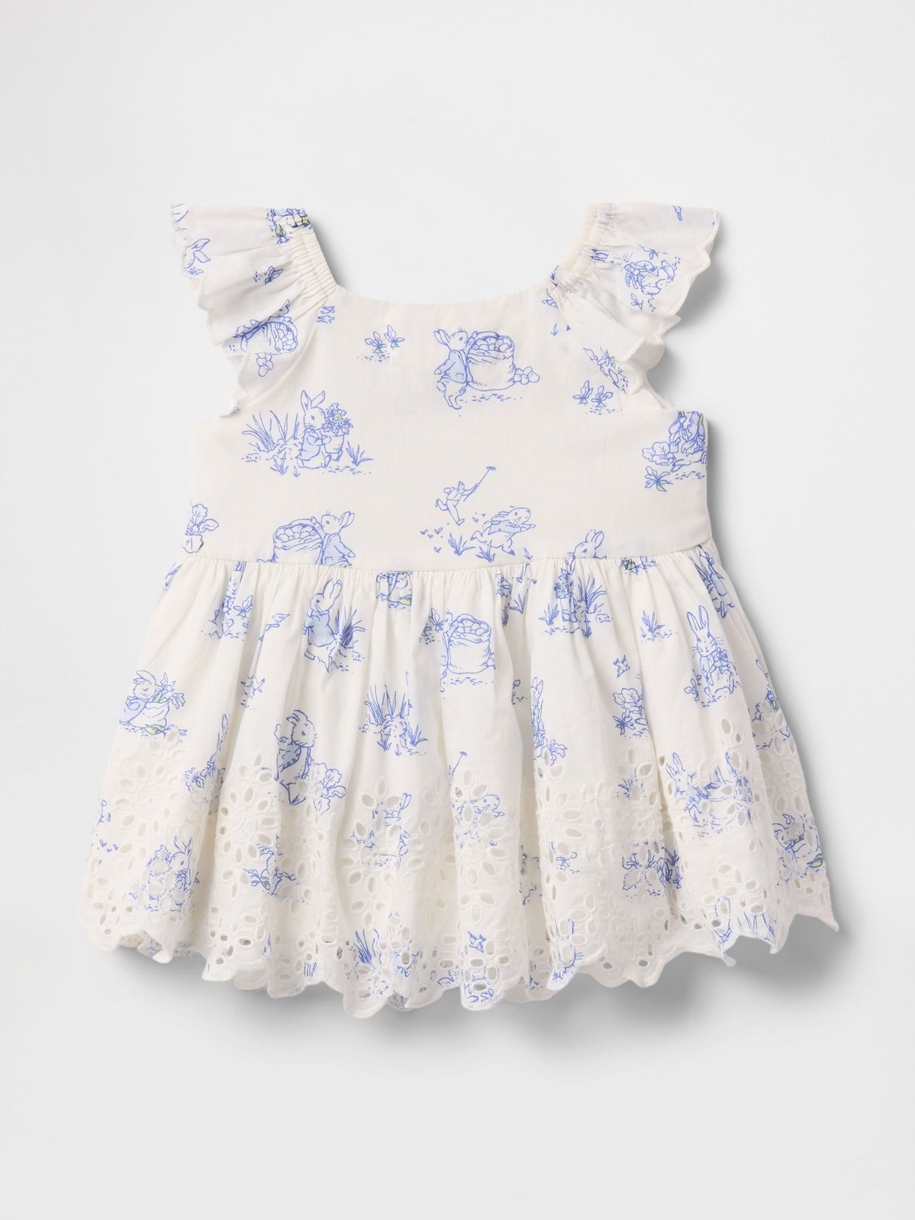 White Floral Peter Rabbit Eyelet Dress (Newborn-24mths) (F79695) | £30