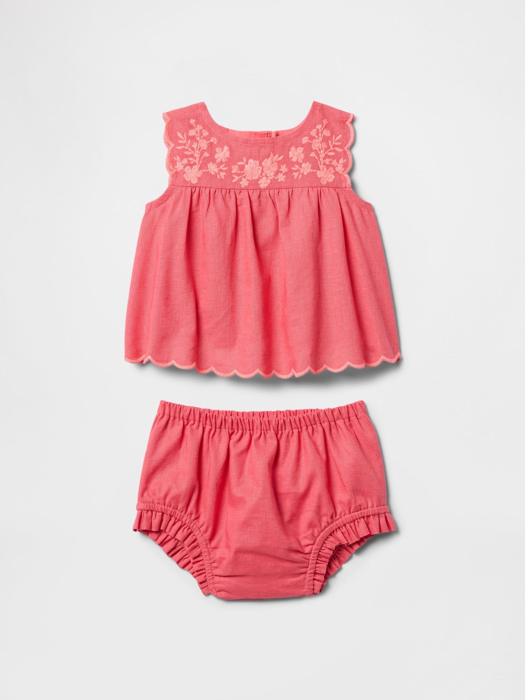 Red Linen-Cotton Outfit Set (Newborn-24mths) (F79700) | £25