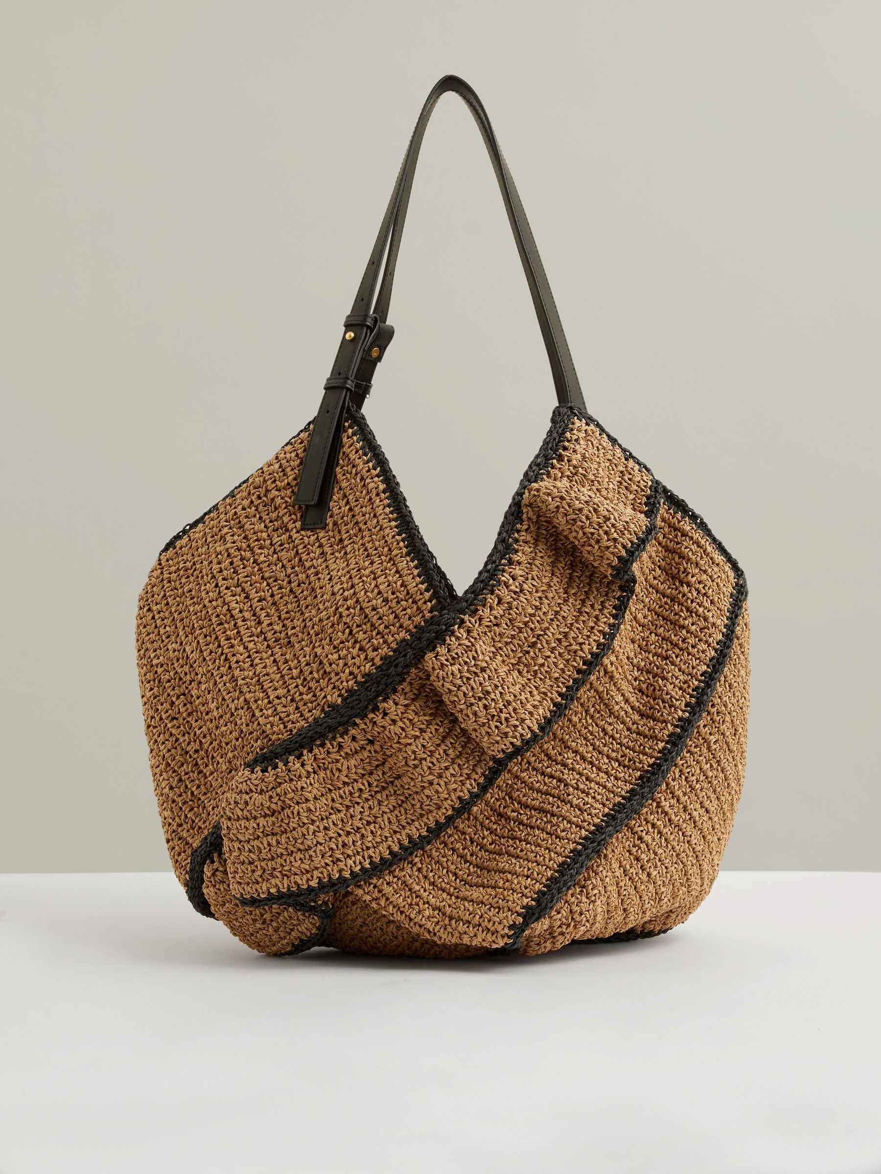 Raffia Ruffle Tote Bag in Natural (F79754) | £198
