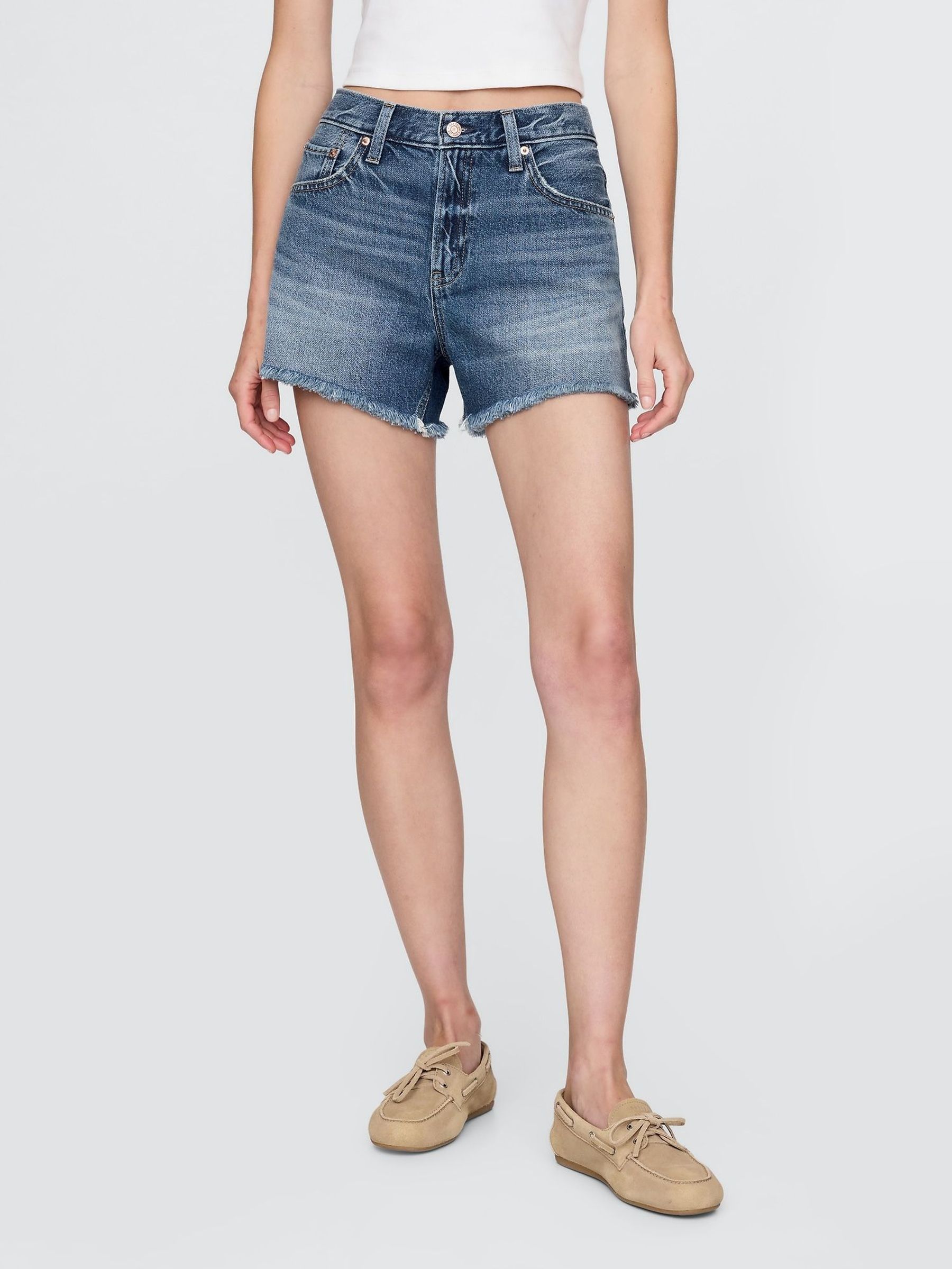 Blue 4" Mid Rise UltraSoft Denim Shorts (F81258) | £35