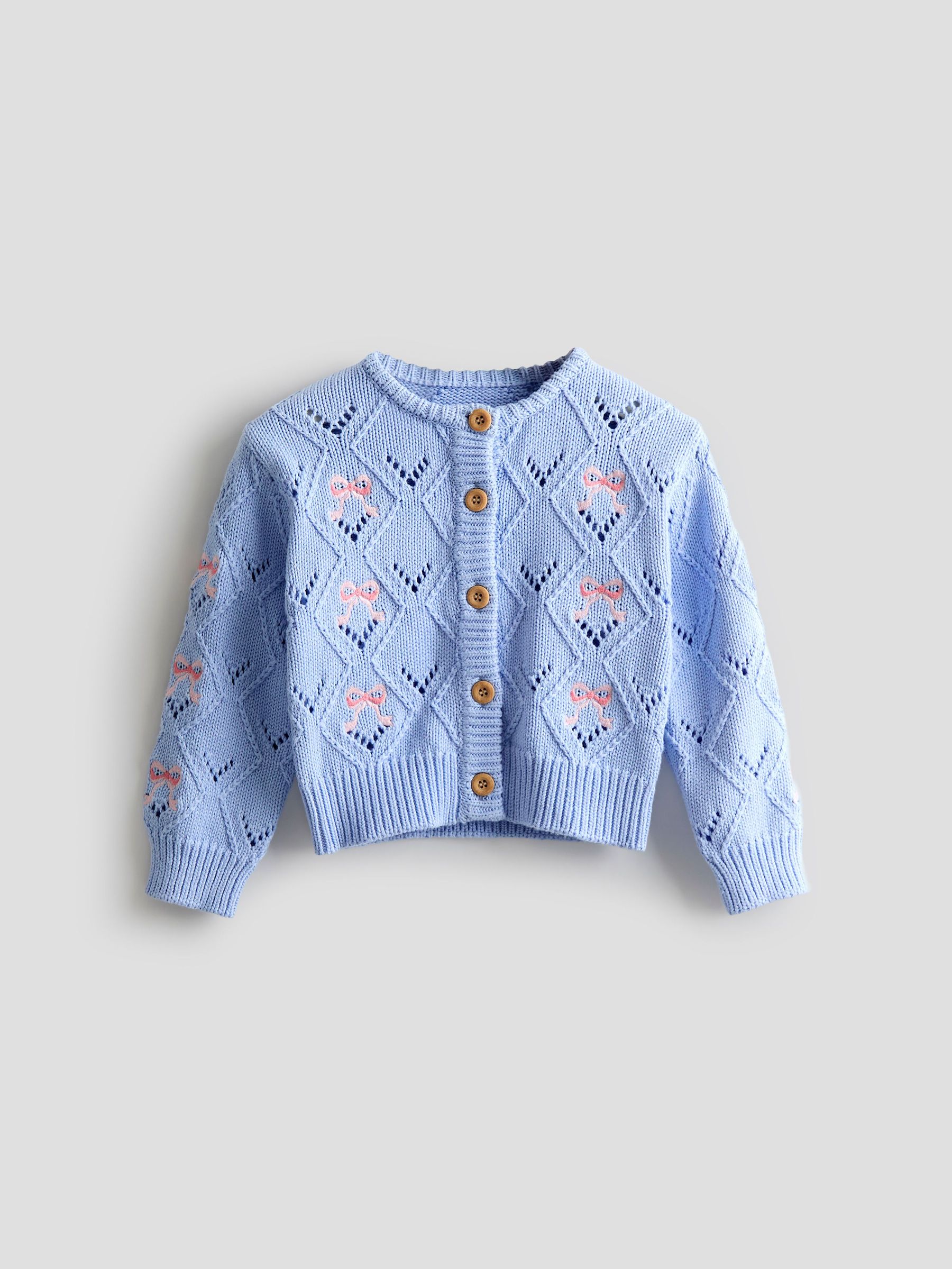 Blue Cable Knit Embroidered Cardigan (F81472) | £30 - £36