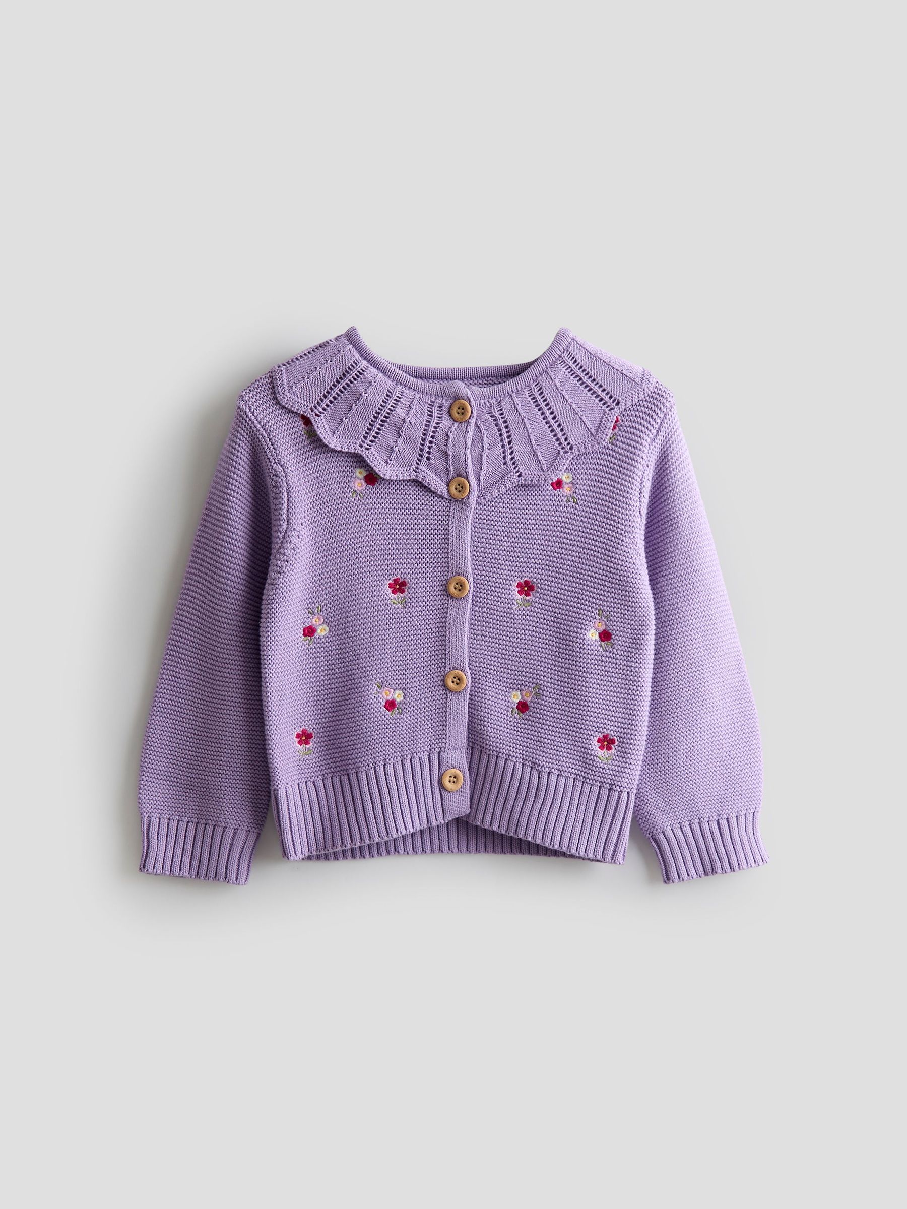 Lilac Embroidered Lace Collar Cardigan (F81474) | £29 - £32