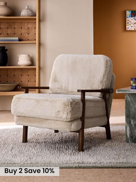 Lars Accent Chair in Taupe Natural Arctic Fur (F81749) | £399