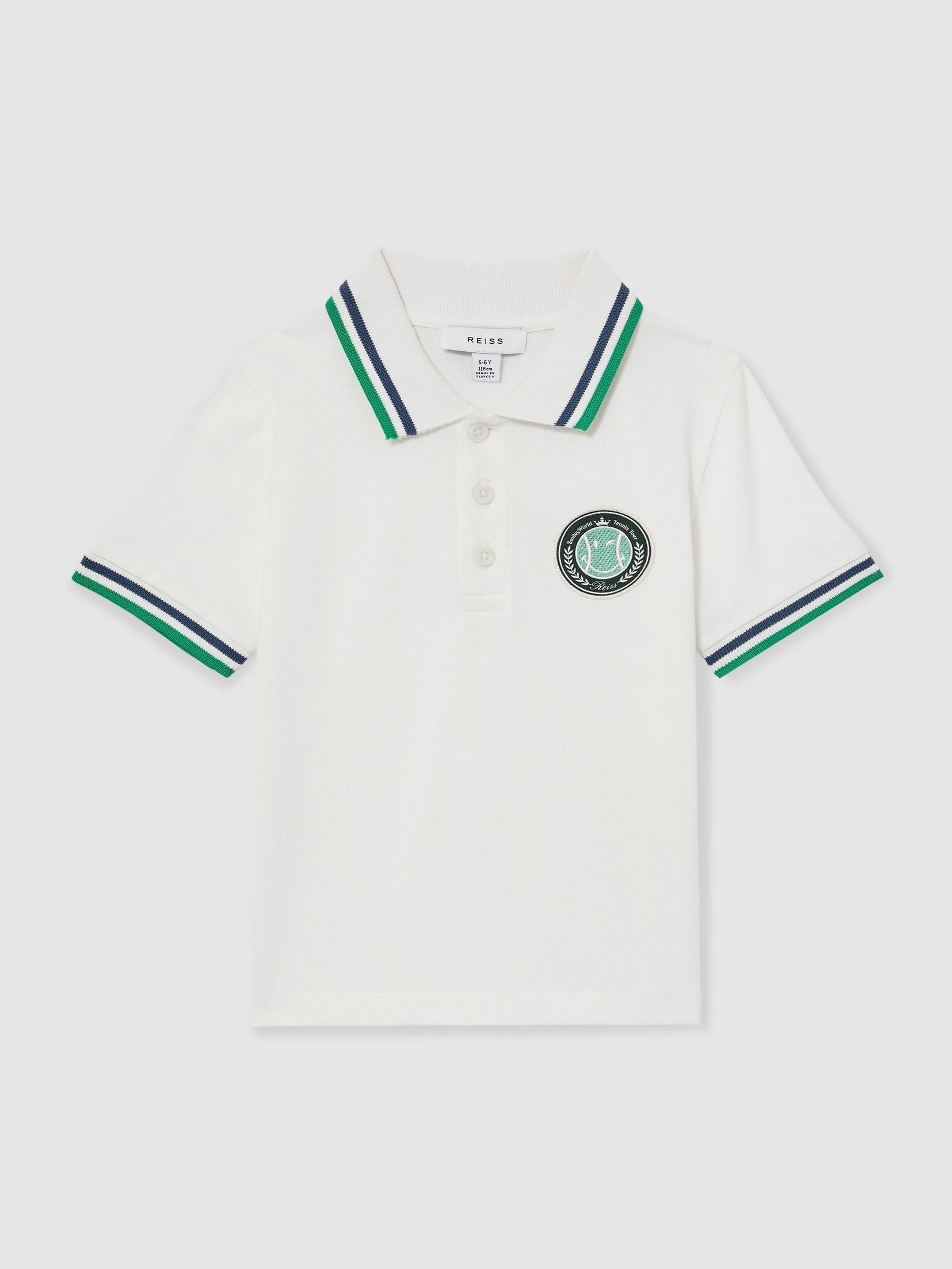 13-14 yrs SmileyWorld | Reiss Piqué Polo Shirt in White (F81872) | £34