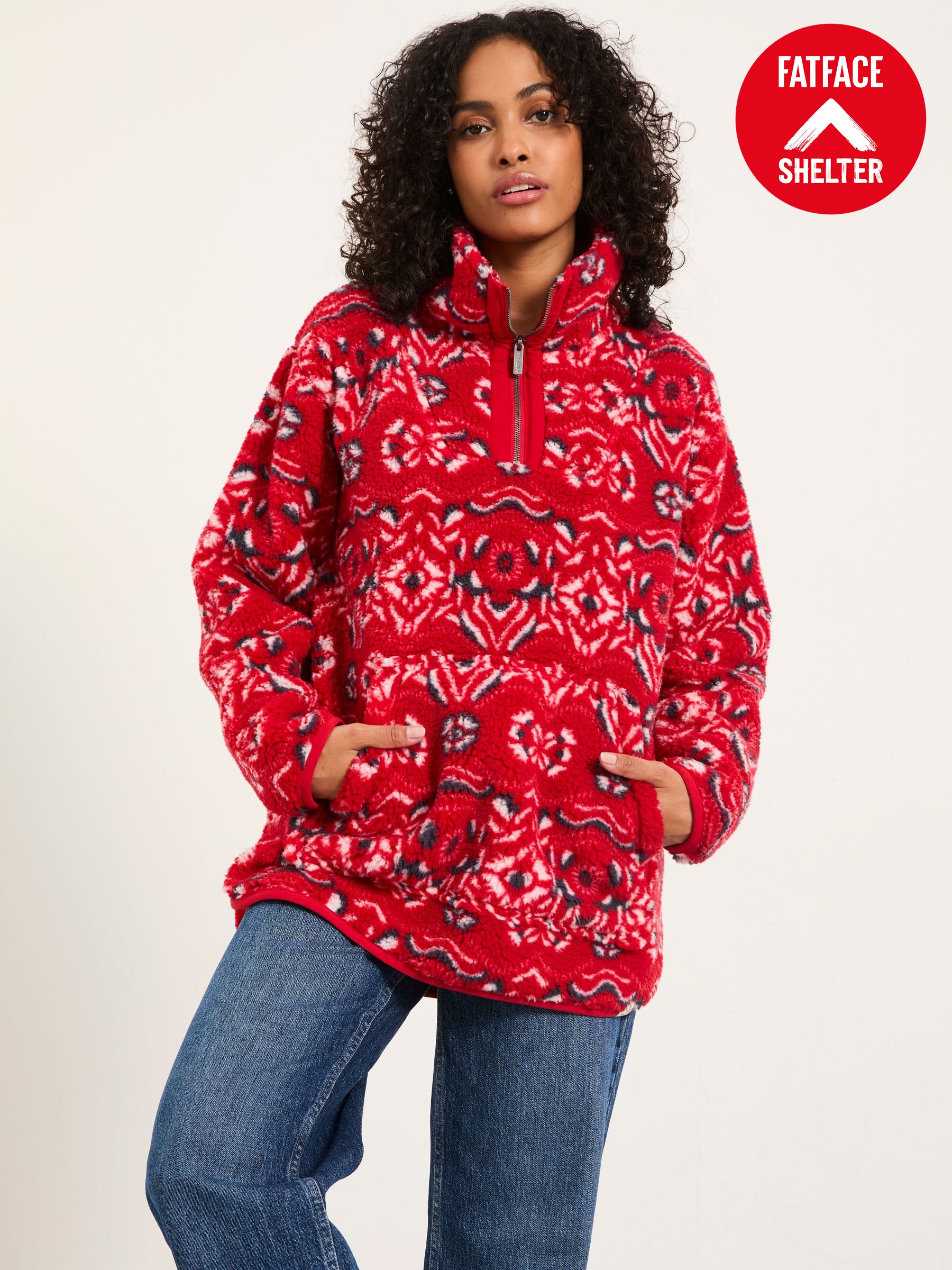 Red Shelter Printed Half Neck Fleece (F82425) | £65