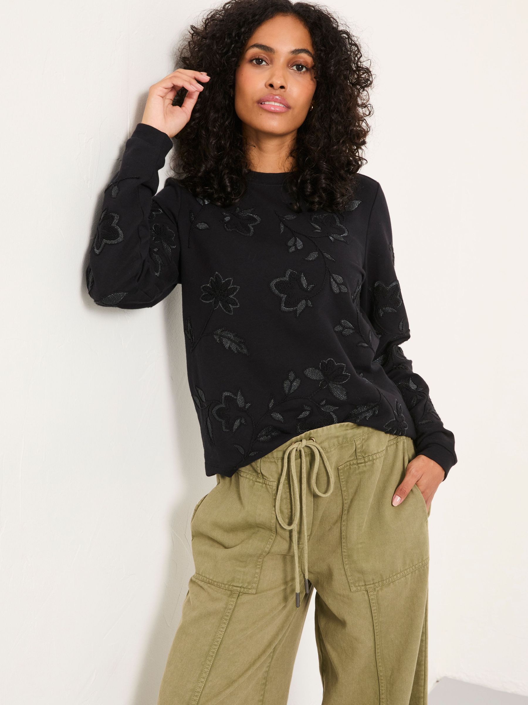 Black Embroidered Crew Sweatshirt (F82426) | £49.50