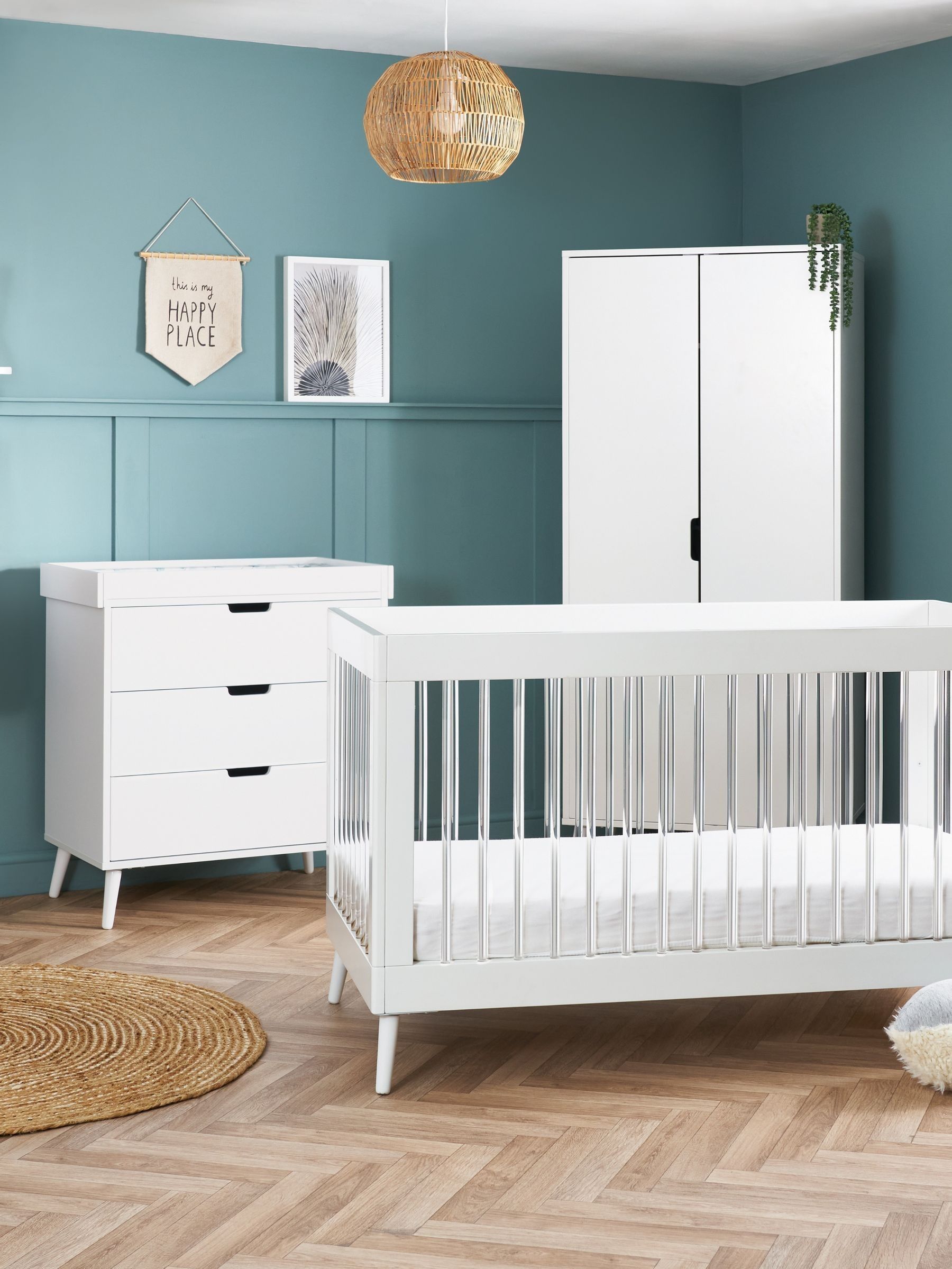 Obaby White With Acrylic Maya 3 Piece Nursery Furniture Set (F82840) | £990