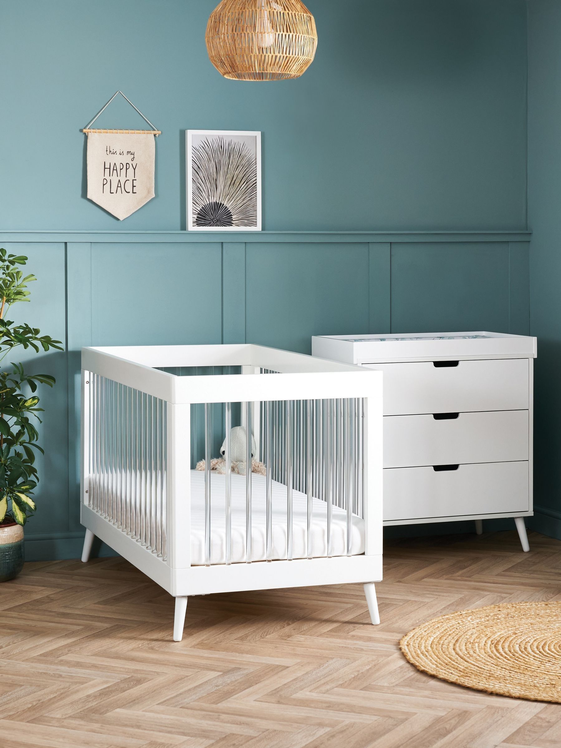 Obaby White with Acrylic Maya 2 Piece Nursery Furniture Set (F82843) | £680