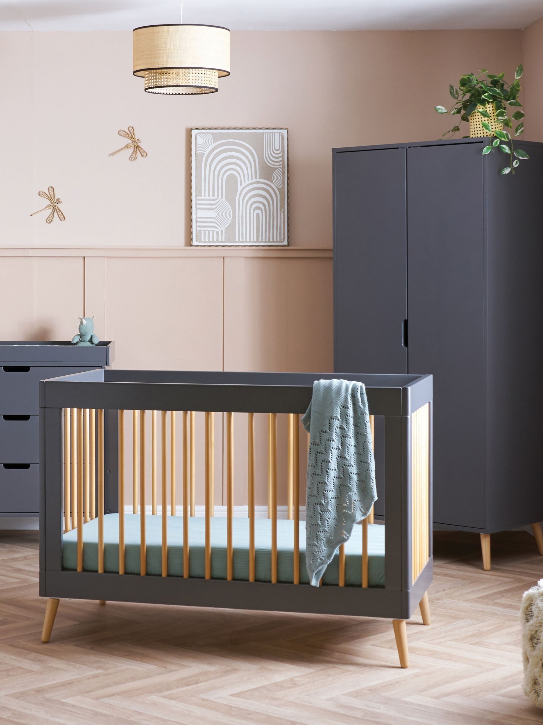 Obaby Slate with Natural Maya Mini 3 Piece Nursery Furniture Set (F82857) | £825