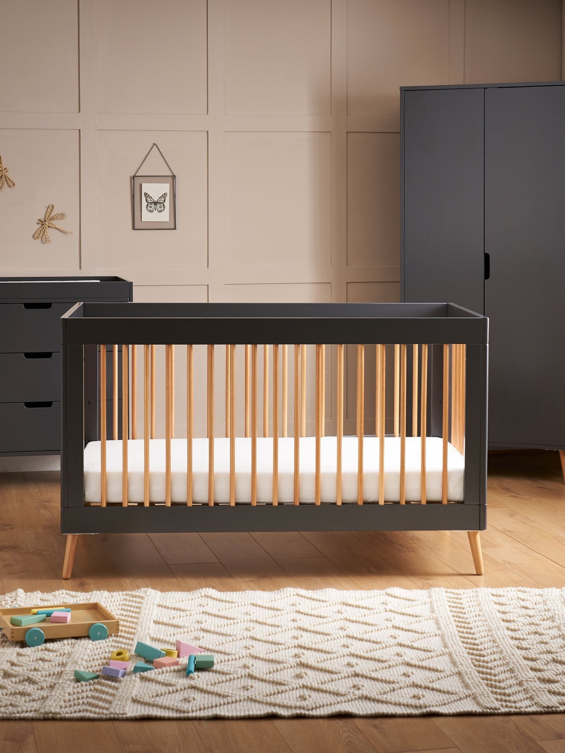 Obaby Slate with Natural Maya 3 Piece Nursery Furniture Set (F82859) | £880