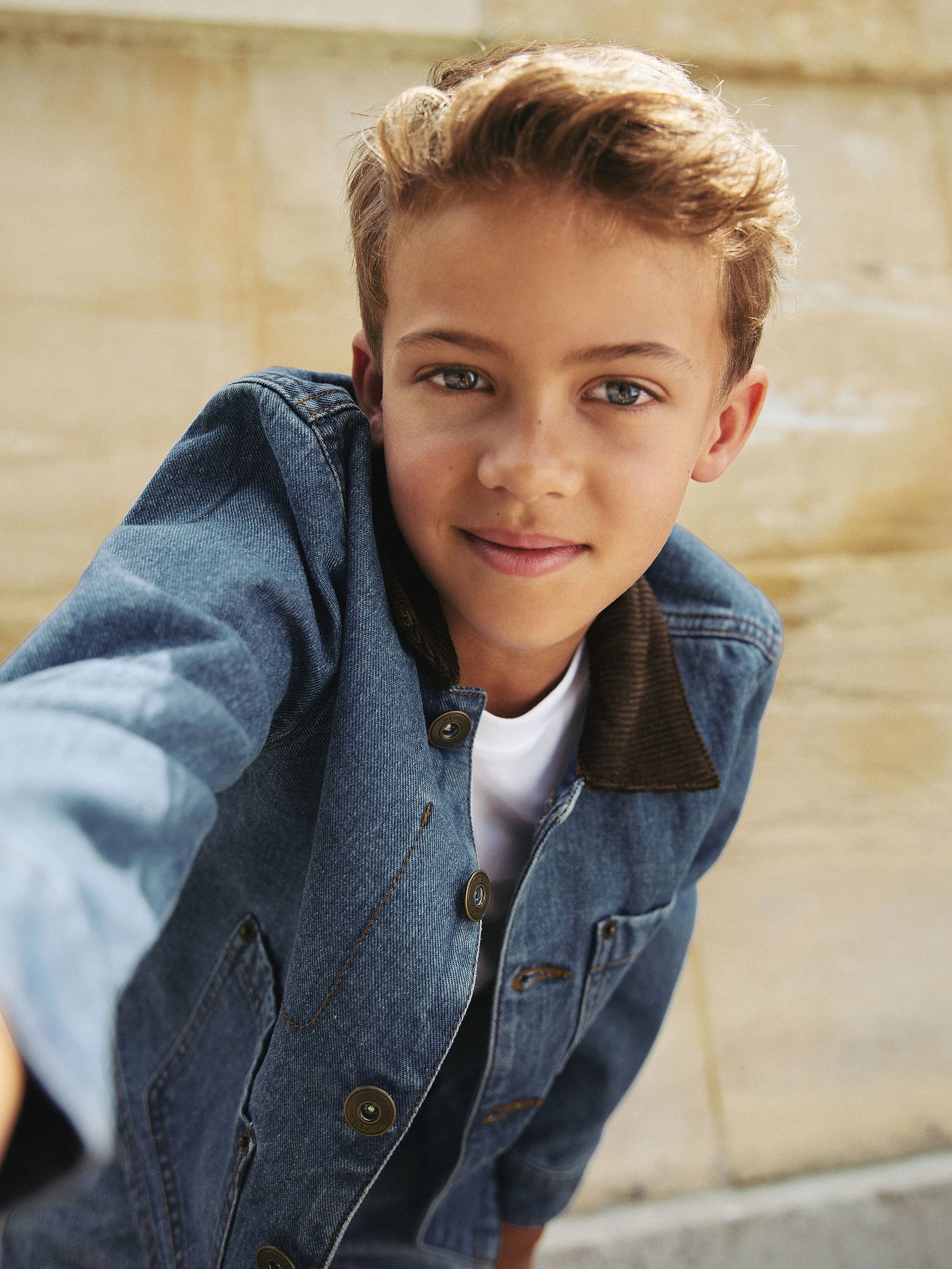 3-9 yrs Corduroy-Collar Denim Jacket in Mid Blue (F84956) | £54