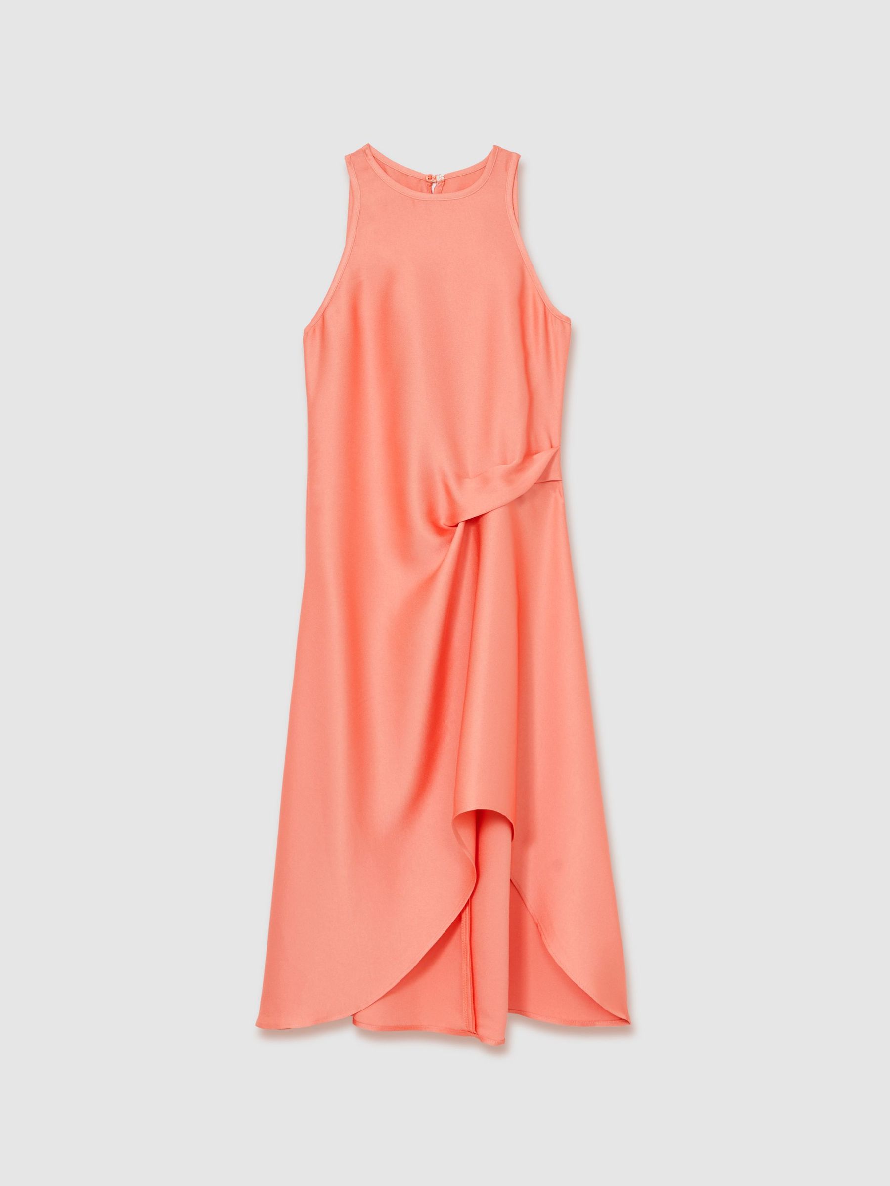 13-14 yrs Satin Drape Tuck Midi Dress in Coral (F85182) | £30