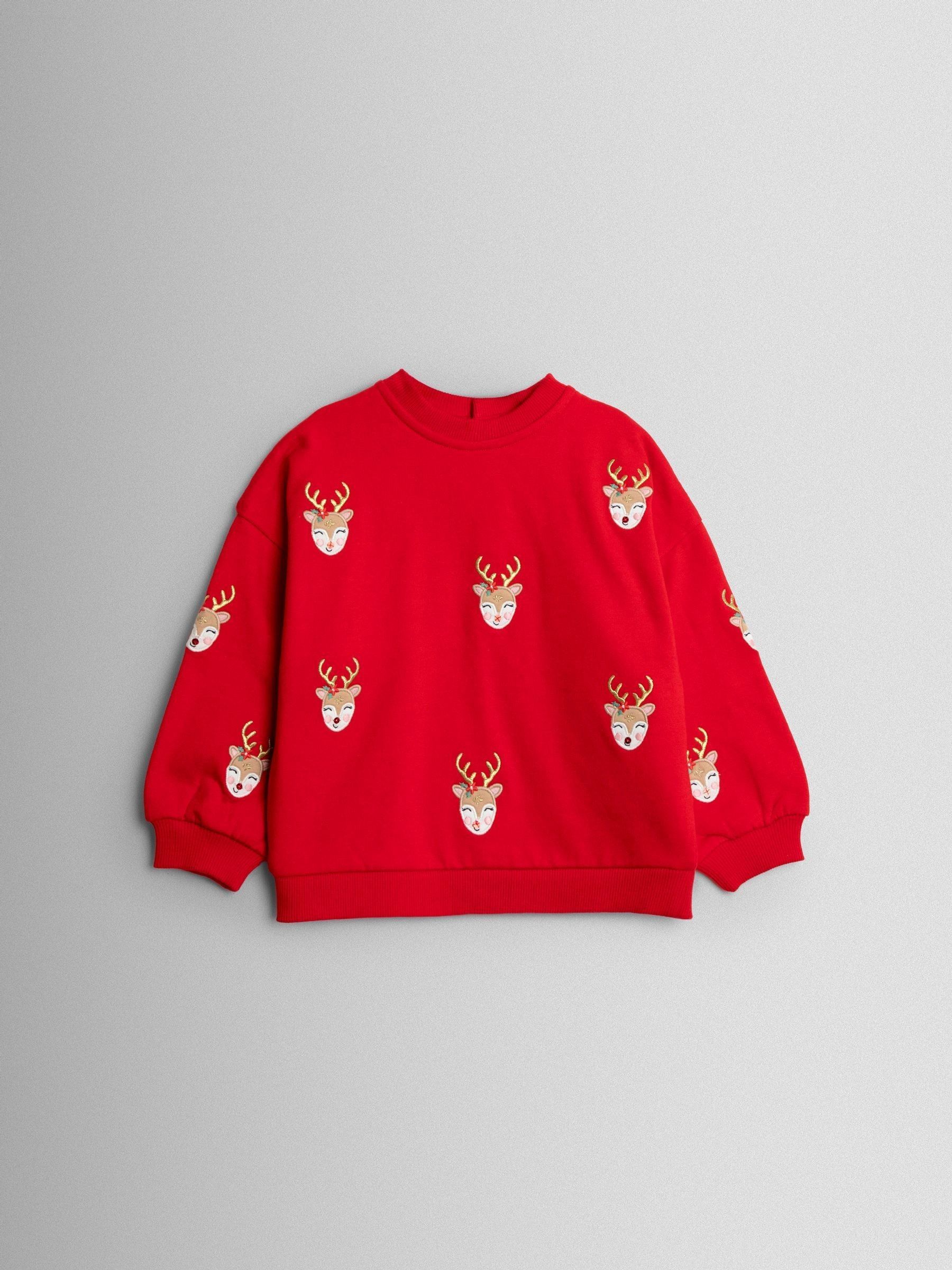 Red Reindeer Appliqué Sweatshirt (F86107) | £25 - £28