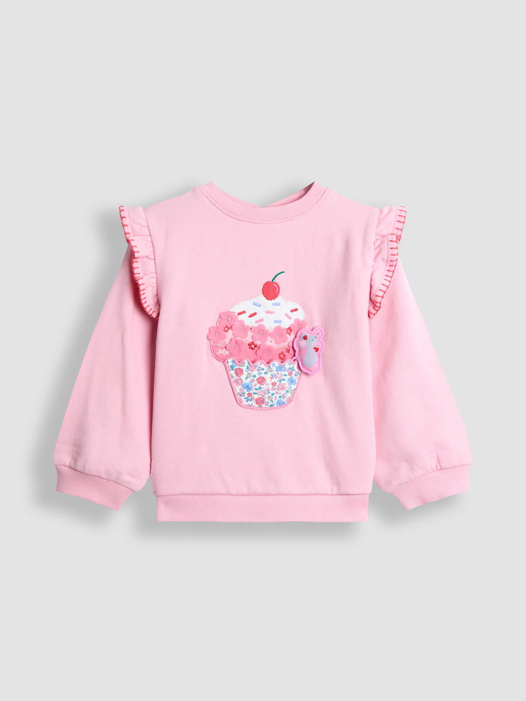 Pink Appliqué Frill Sleeve Sweatshirt (F86334) | £25 - £28