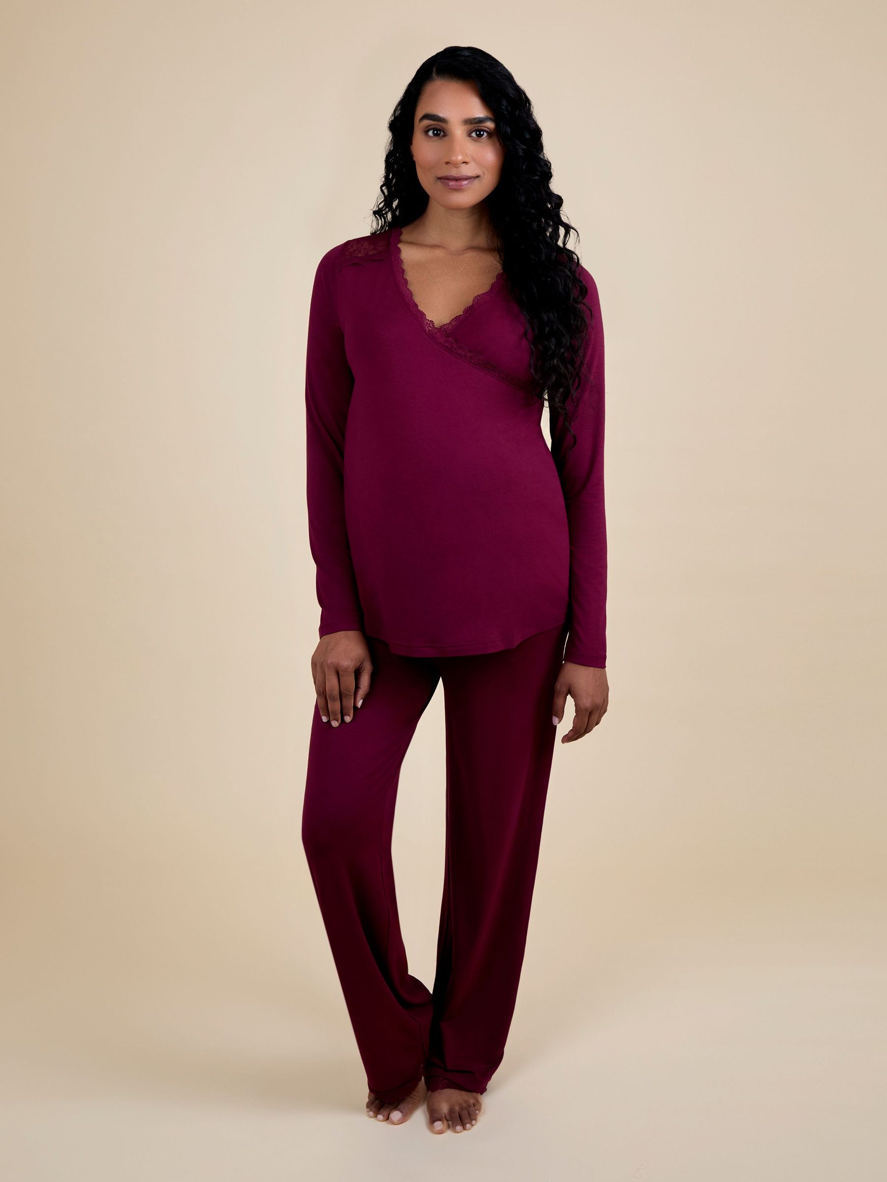Red Lace Insert Maternity Pyjama Set (F86348) | £39.50