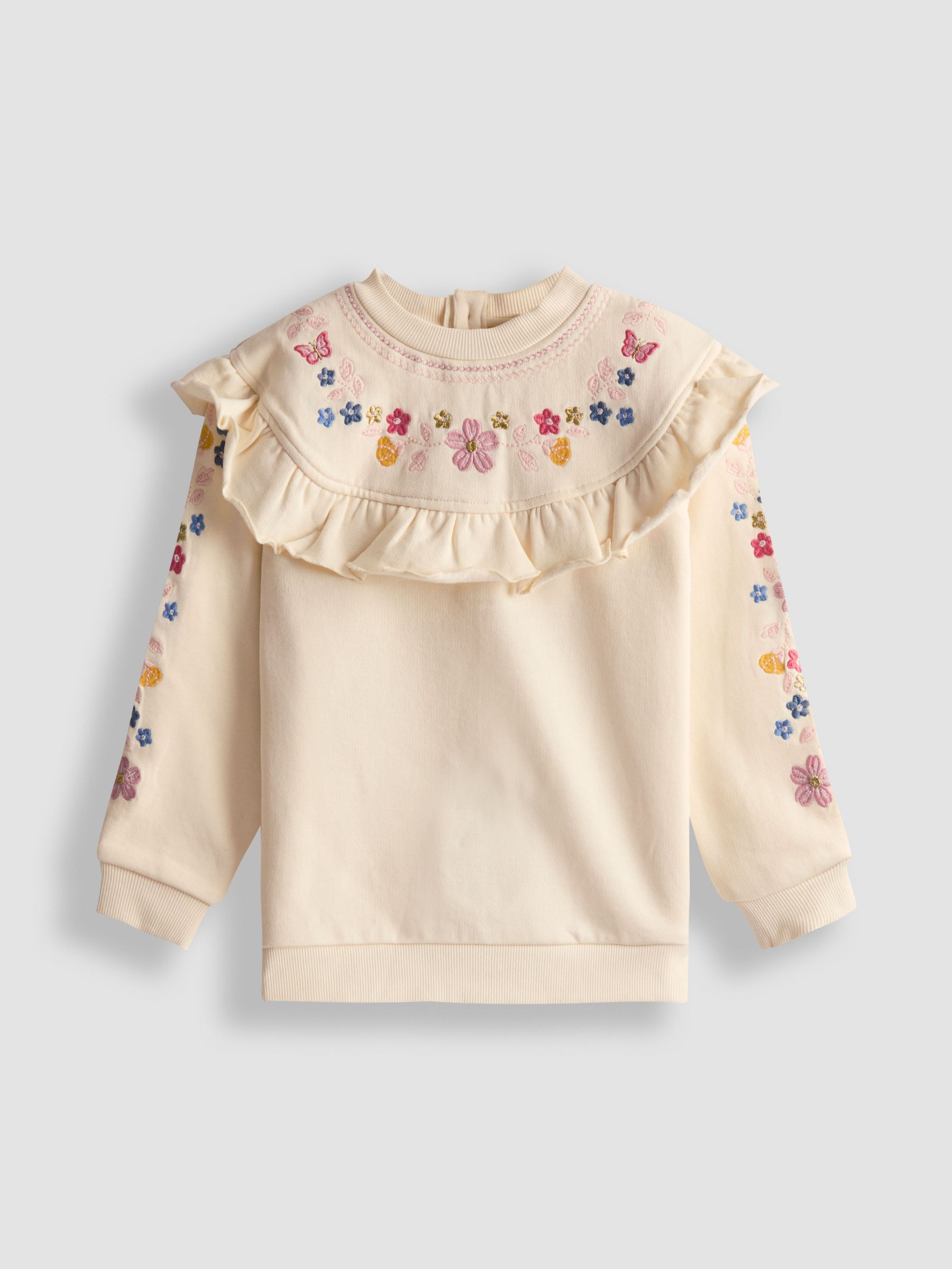 Cream Embroidered Frill Knitted Dress (F86379) | £26 - £27