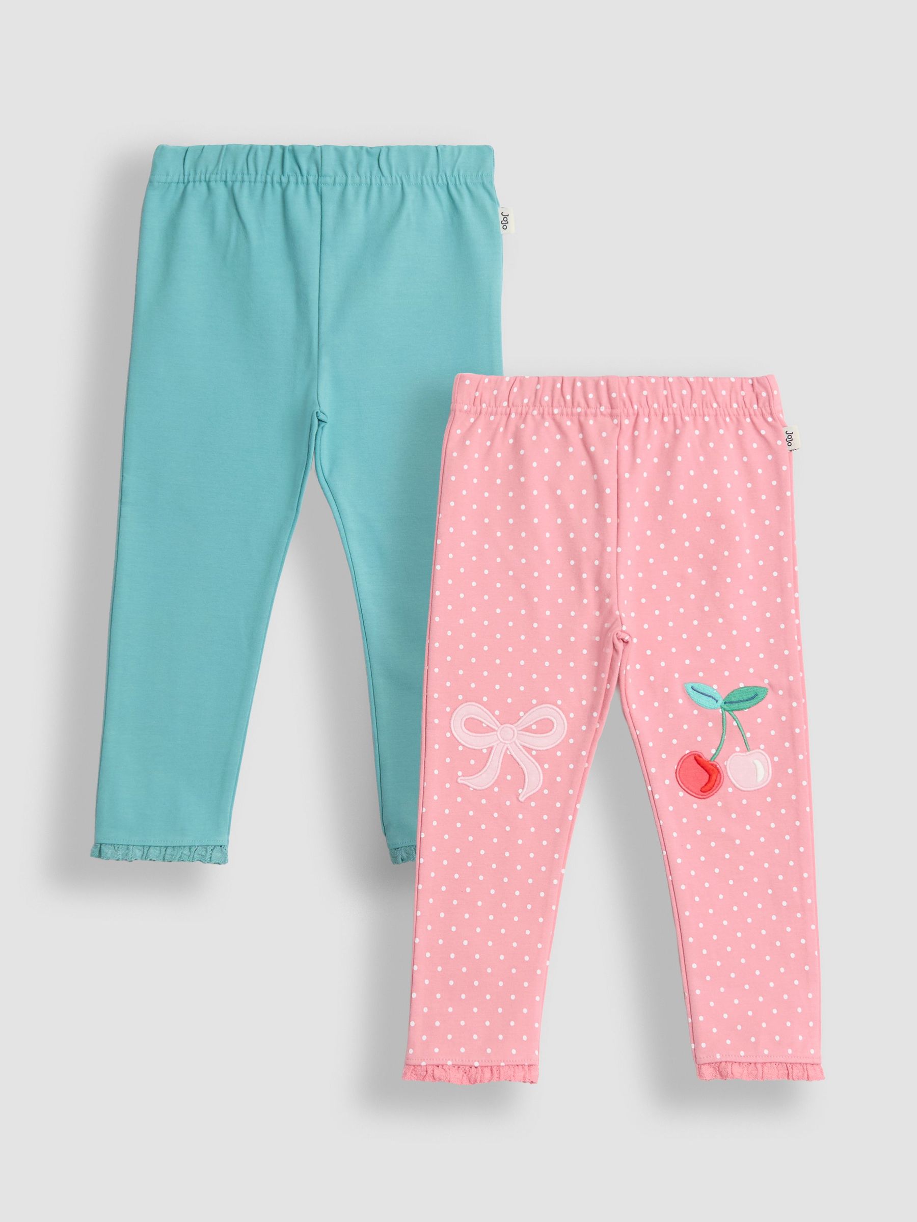 Rose Pink Cherry 2-Pack Appliqué Knee Leggings (F86393) | £21 - £24