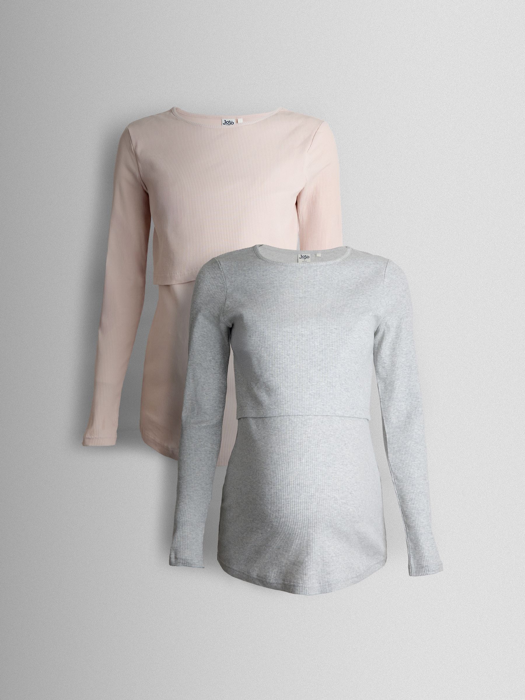 Pink 2-Pack Ribbed Maternity & Nursing Top (F86404) | £40