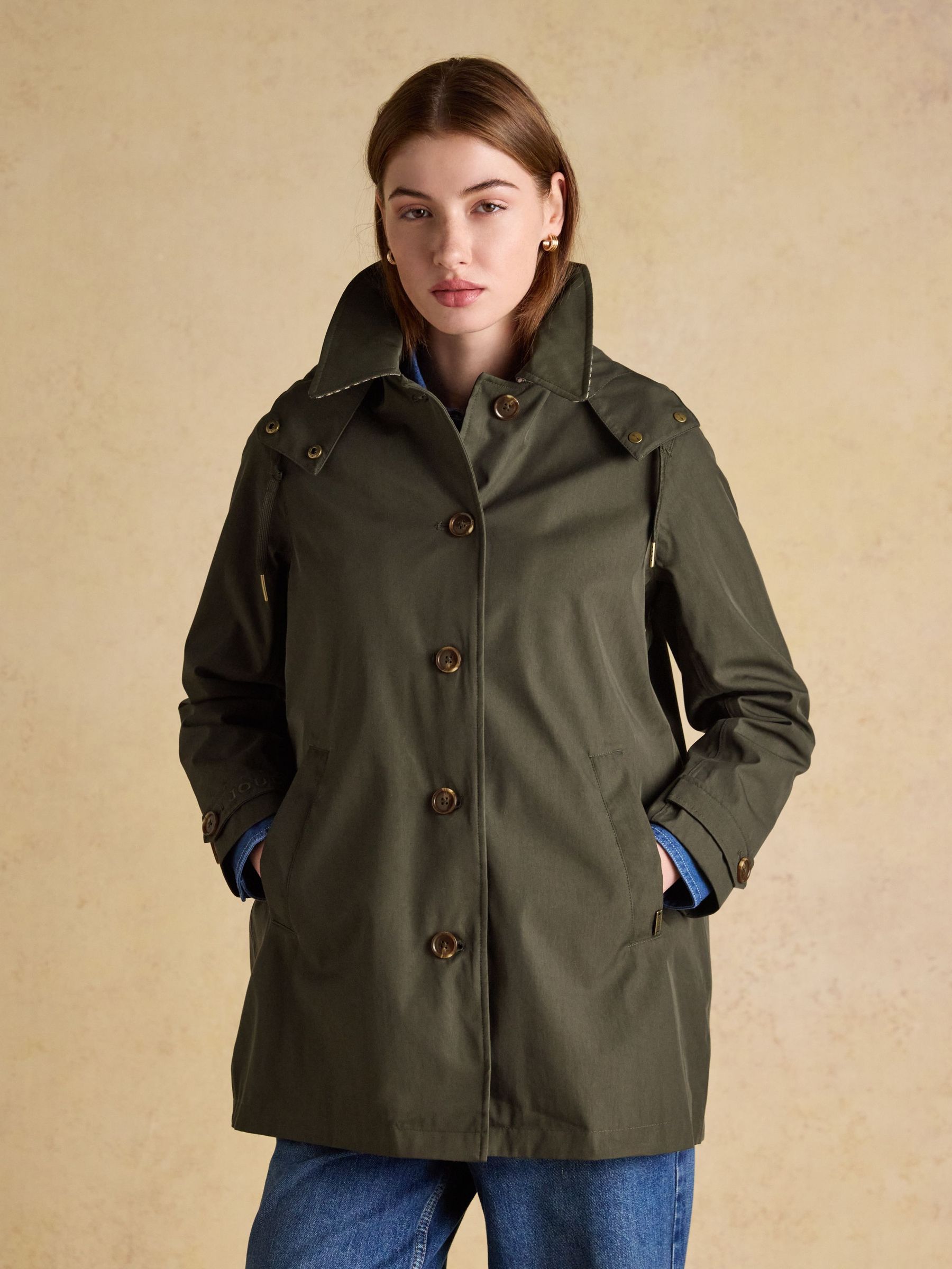 Rainmore Khaki Green Waterproof button through Raincoat (F86580) | £89