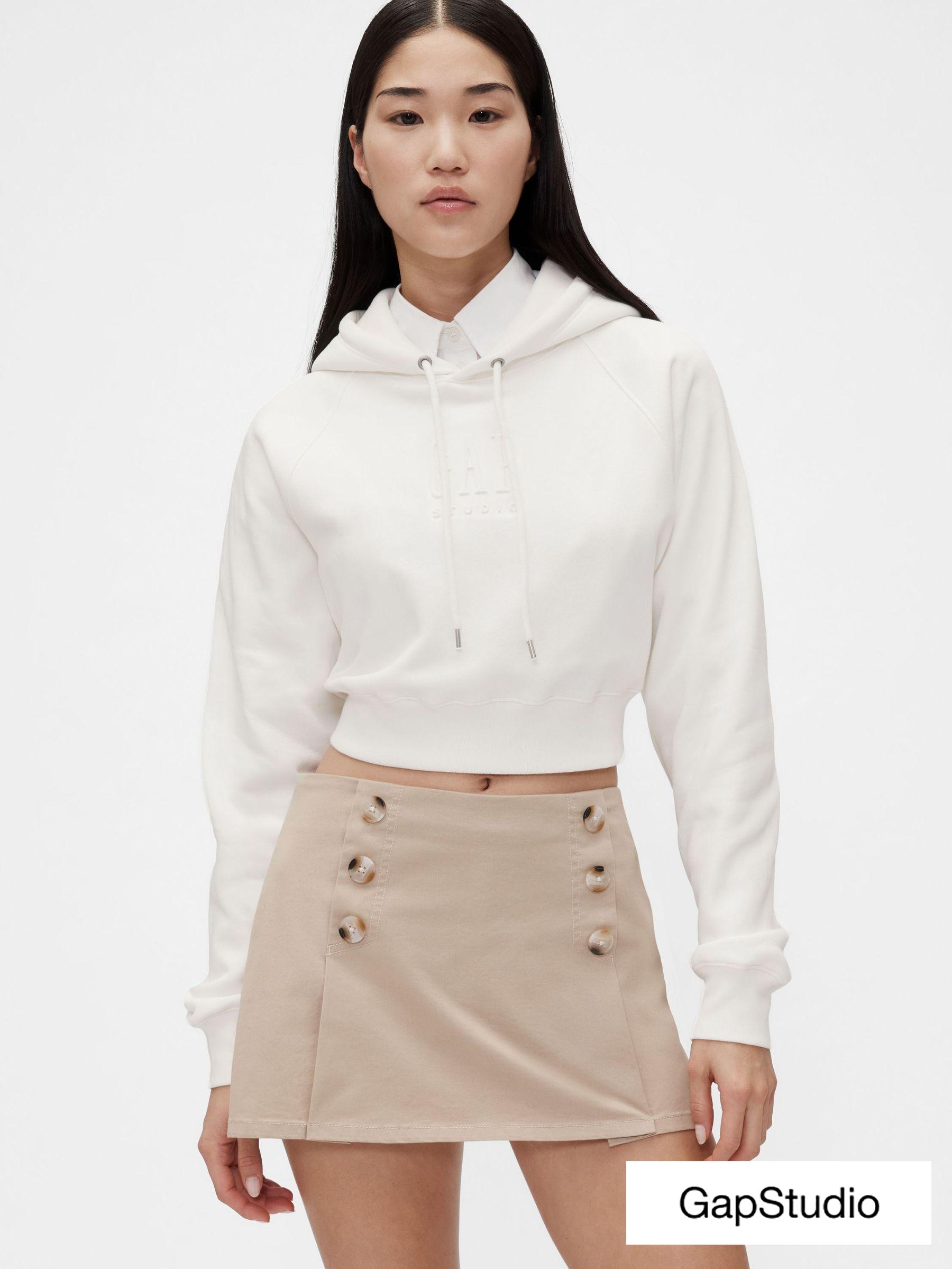 White Vintage Soft Cropped Hoodie (F86818) | £60