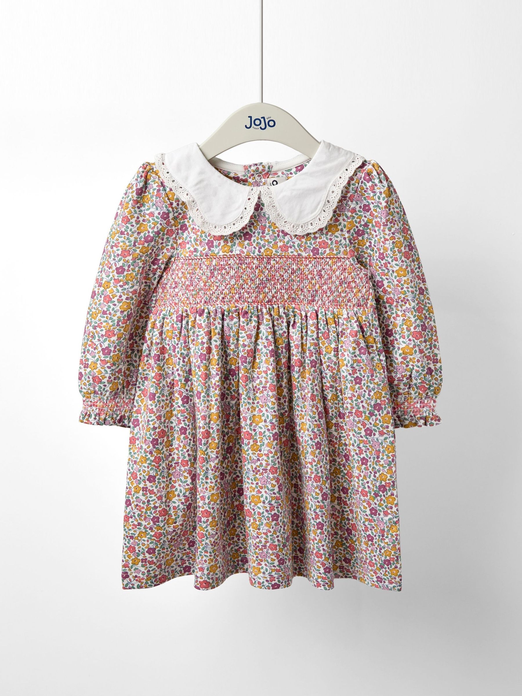 Yellow Ditsy Floral Smocked Jersey Dress (F87370) | £24 - £27