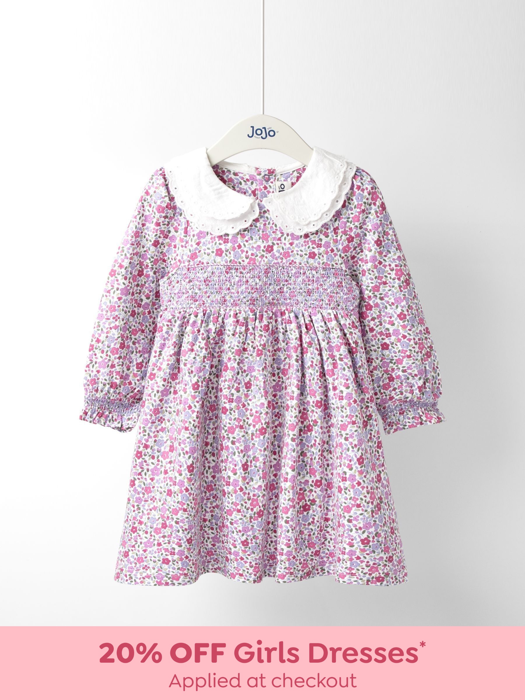 Lilac Purple Ditsy Floral Smocked Jersey Dress (F87373) | £24 - £27
