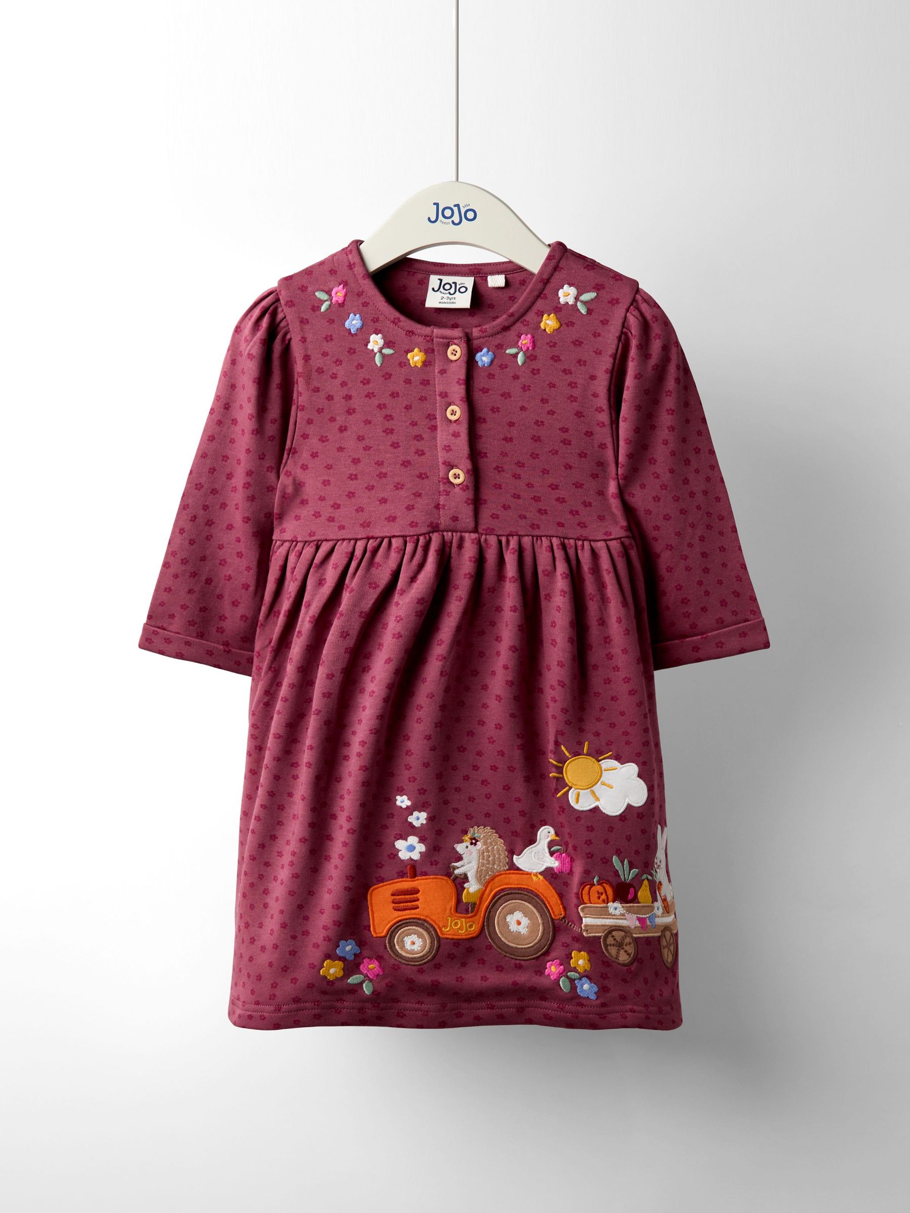 Plum Purple Tractor Friends Button Front Appliqué Dress (F87377) | £23 - £26