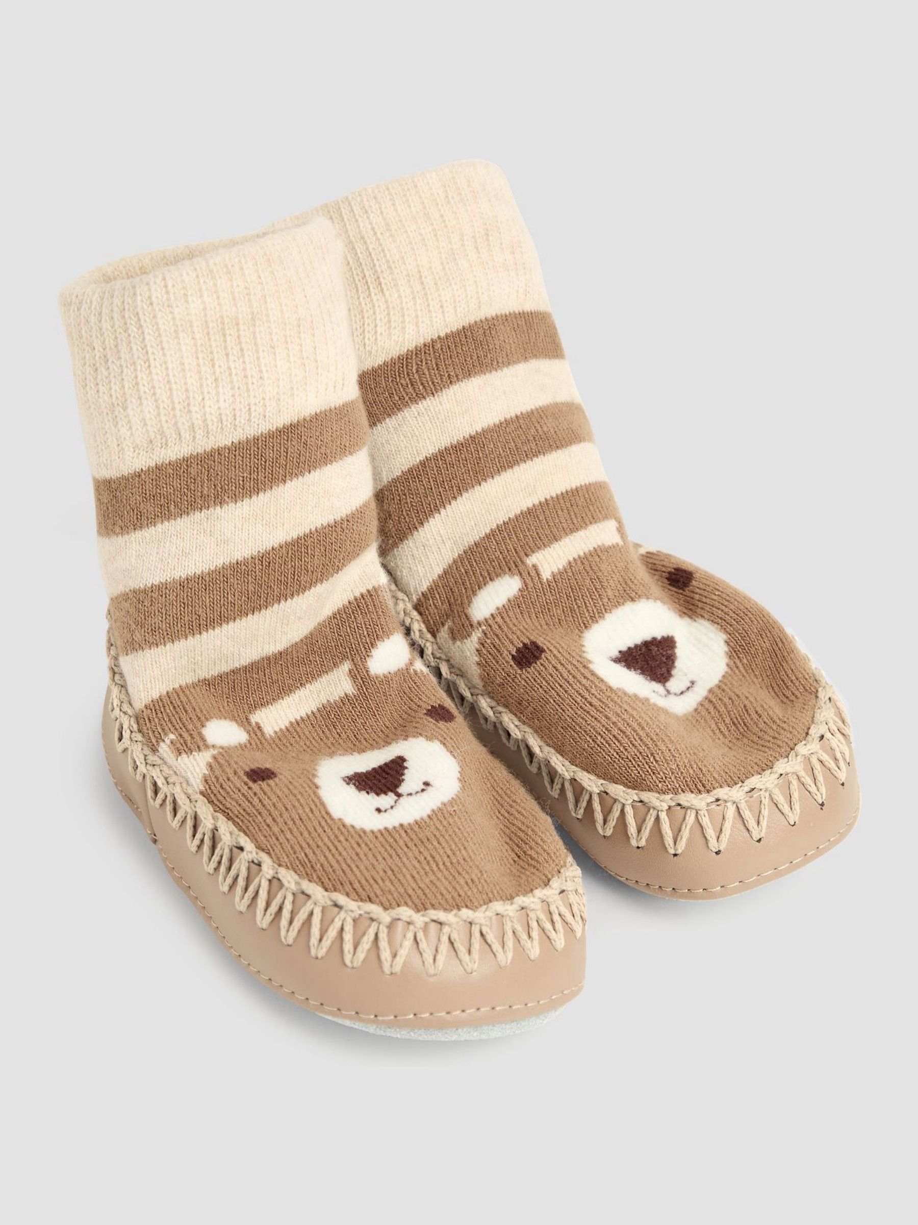 Mocha Bear Moccasin Slipper Socks (F87390) | £12.50