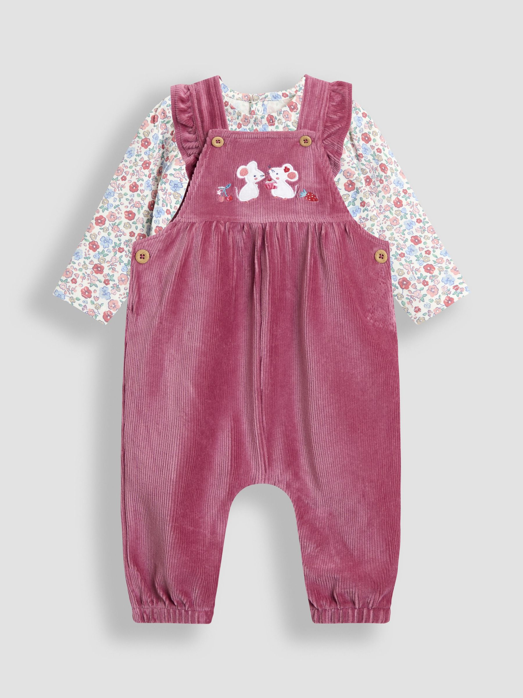 Pink Mouse Appliqué Velour Dungarees & Top Set (F87396) | £28 - £29
