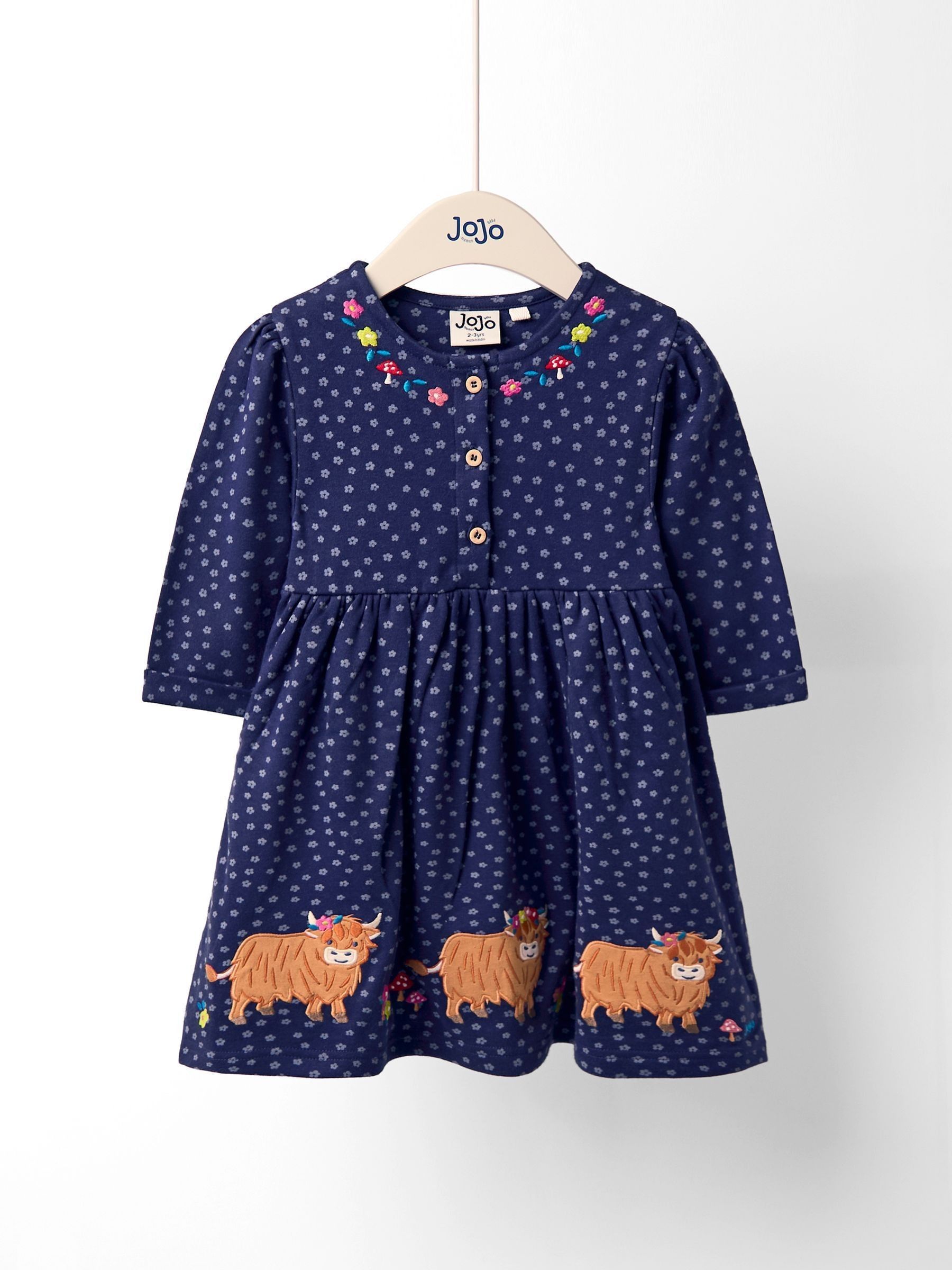 Blue Dark Ladybird And Bee Applique Button Front Dress (F87398) | £23 - £26
